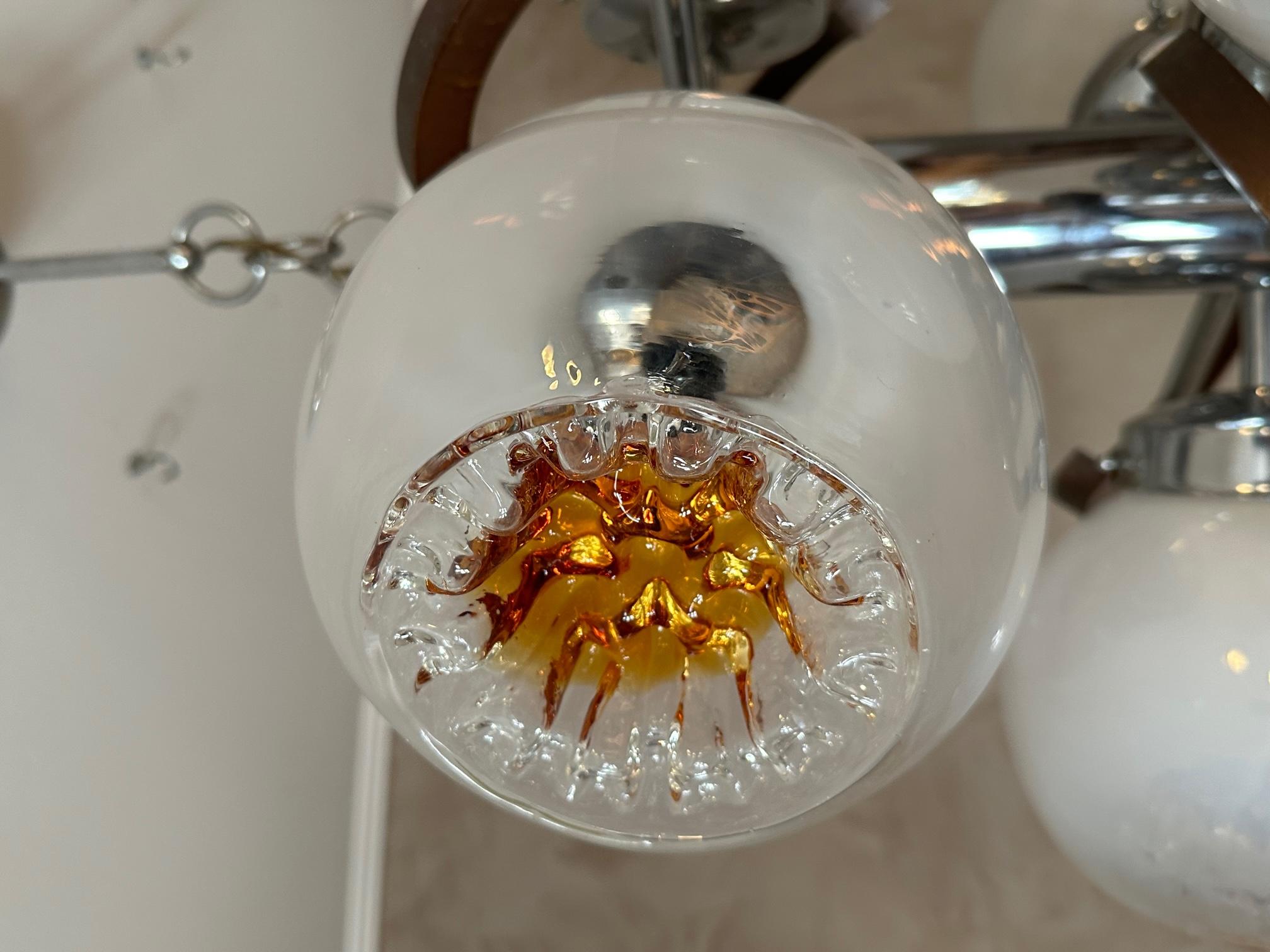 Mid-20th Century Mid-century Murano Glass and Nickeled Brass