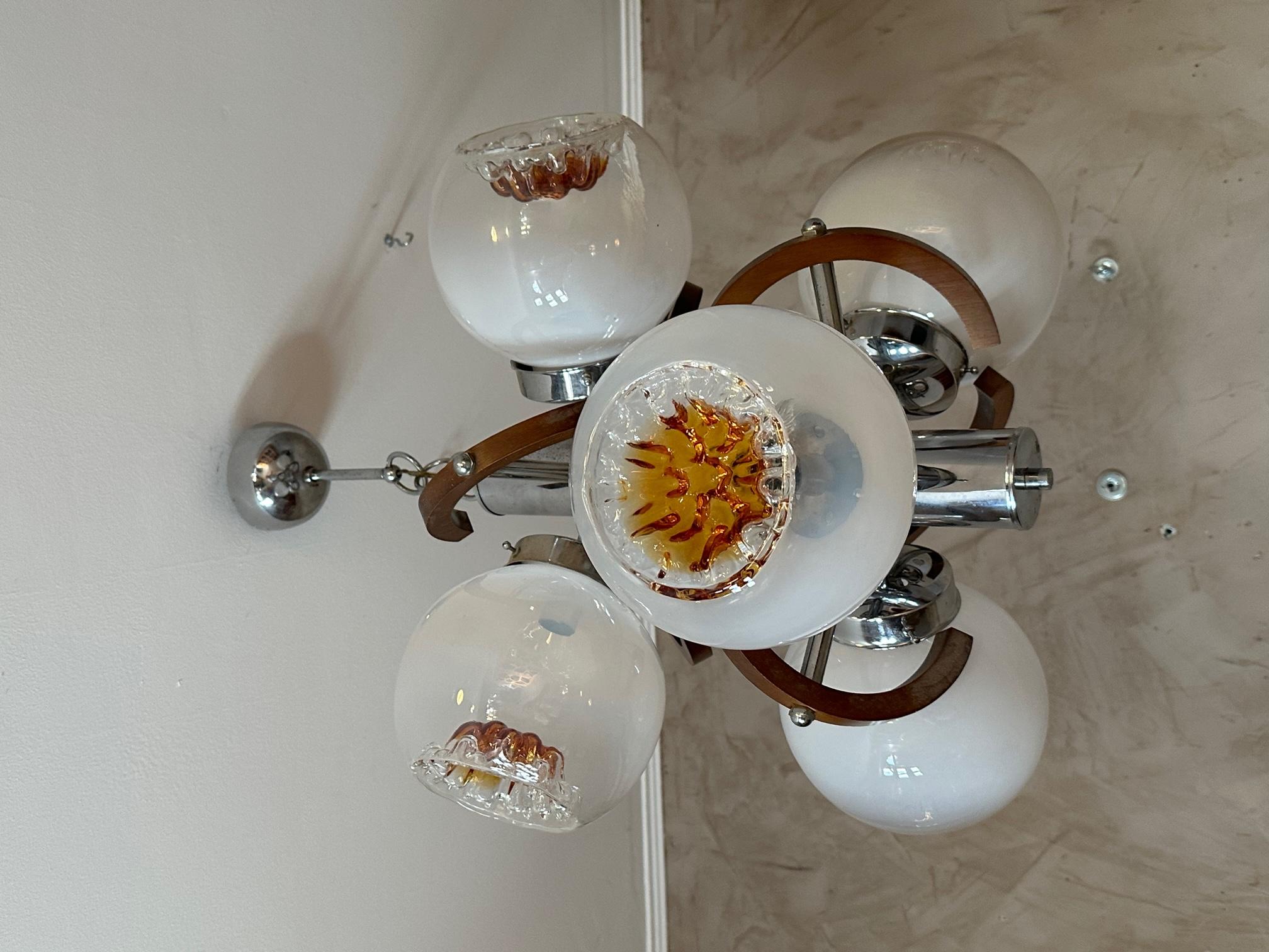 Mid-century Murano Glass and Nickeled Brass 2