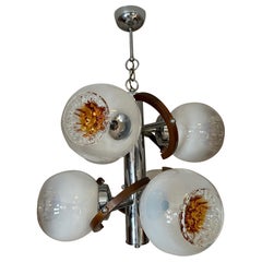Mid-century Murano Glass and Nickeled Brass