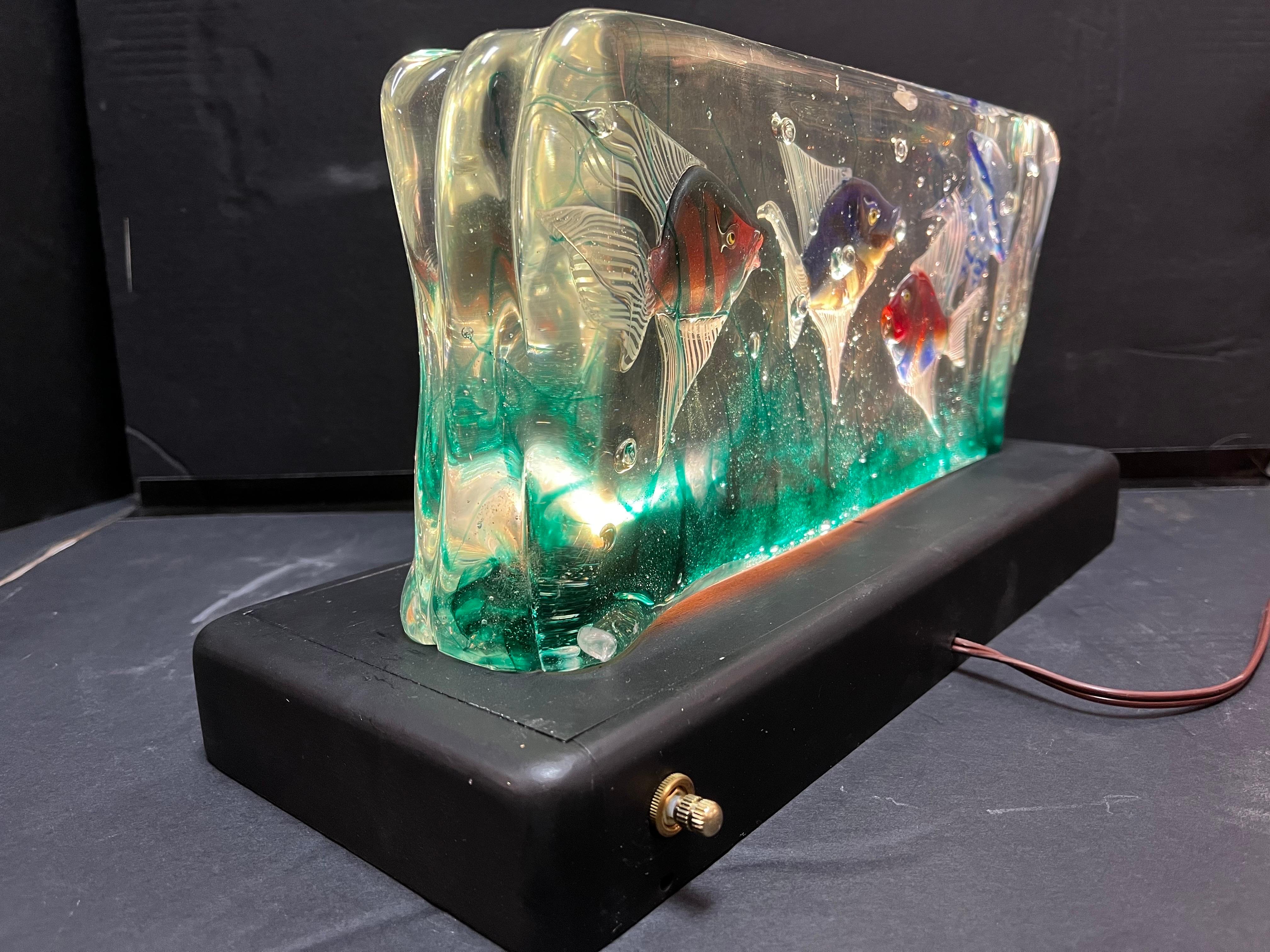 Mid-Century Murano Glass Aquarium Sculpture Light Style of Barbini for Cenedese 7