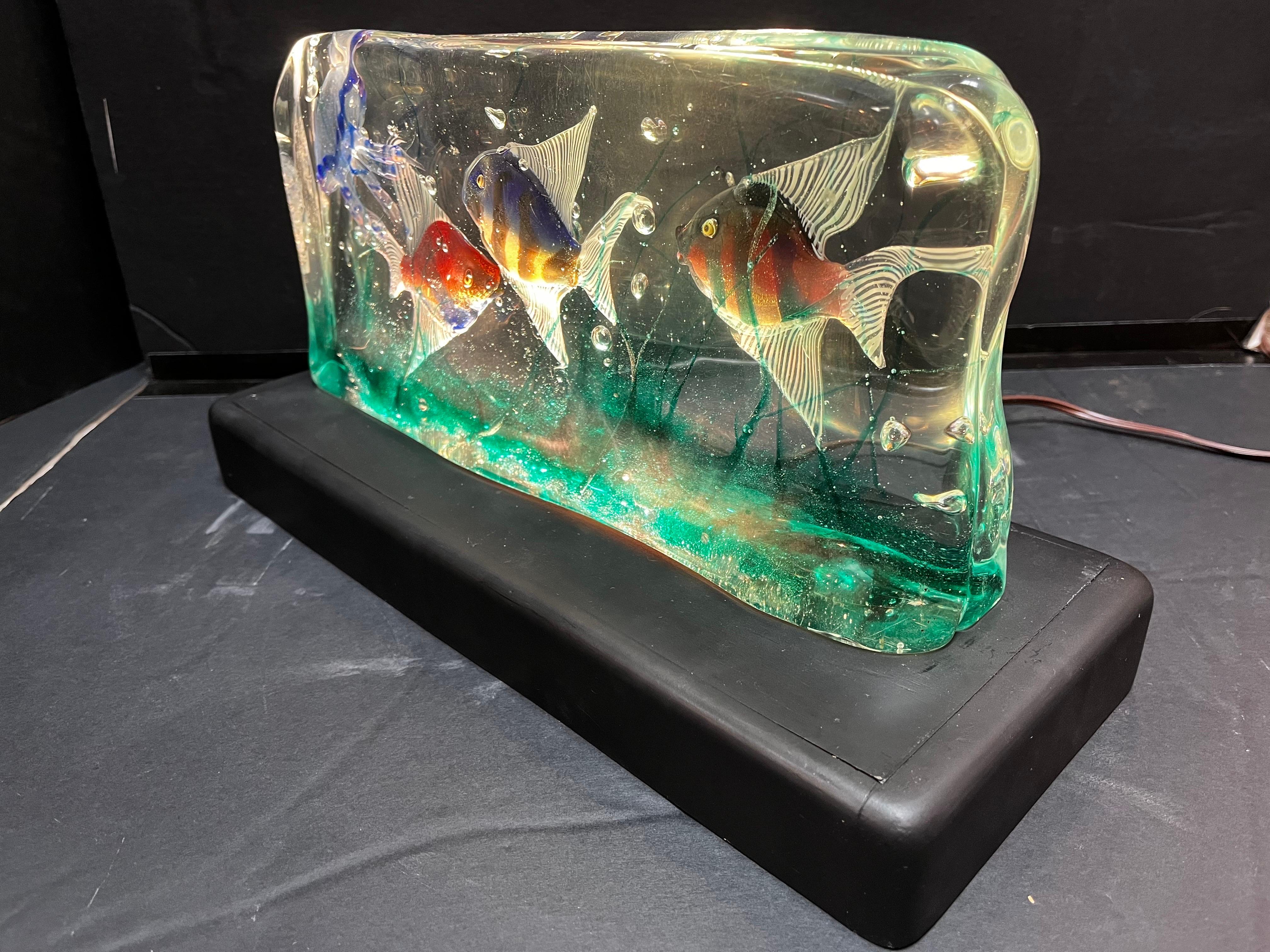 Mid-Century Murano Glass Aquarium Sculpture Light Style of Barbini for Cenedese 9