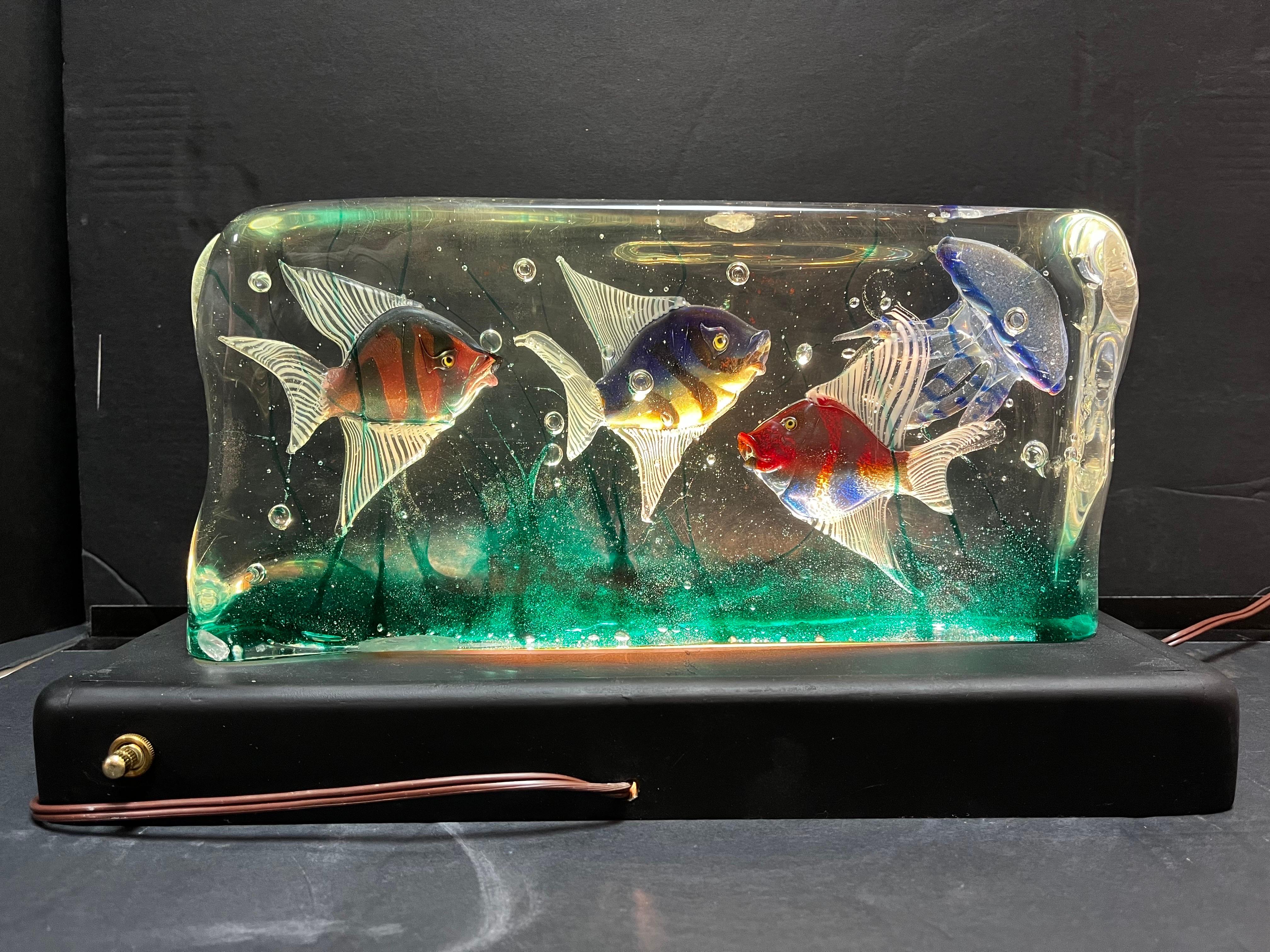 20th Century Mid-Century Murano Glass Aquarium Sculpture Light Style of Barbini for Cenedese