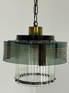Lustre Art Déco en verre de Murano du milieu du siècle, années 1950