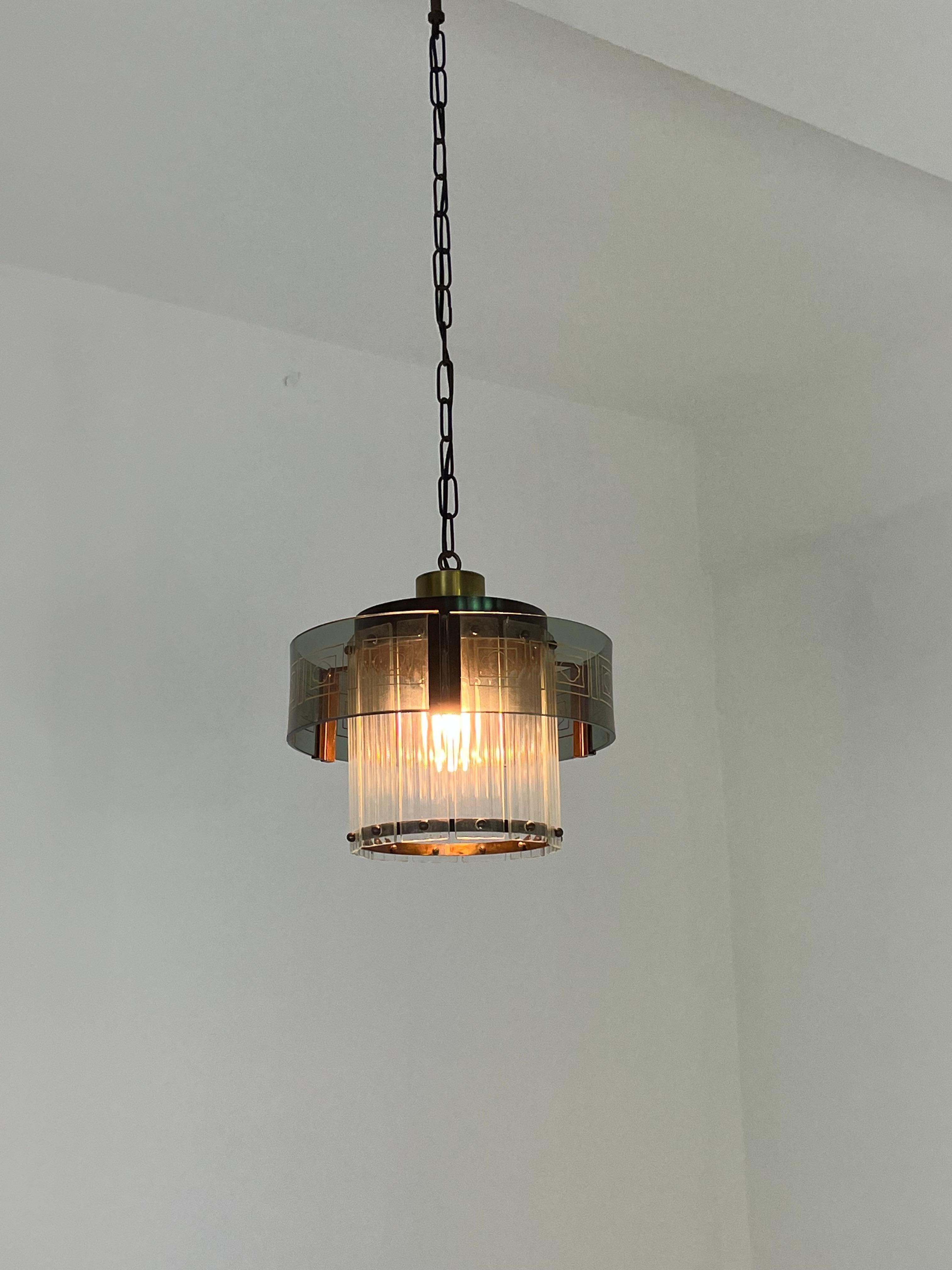 Metà XX secolo Lampadario Art Deco in vetro di Murano, 1950 in vendita