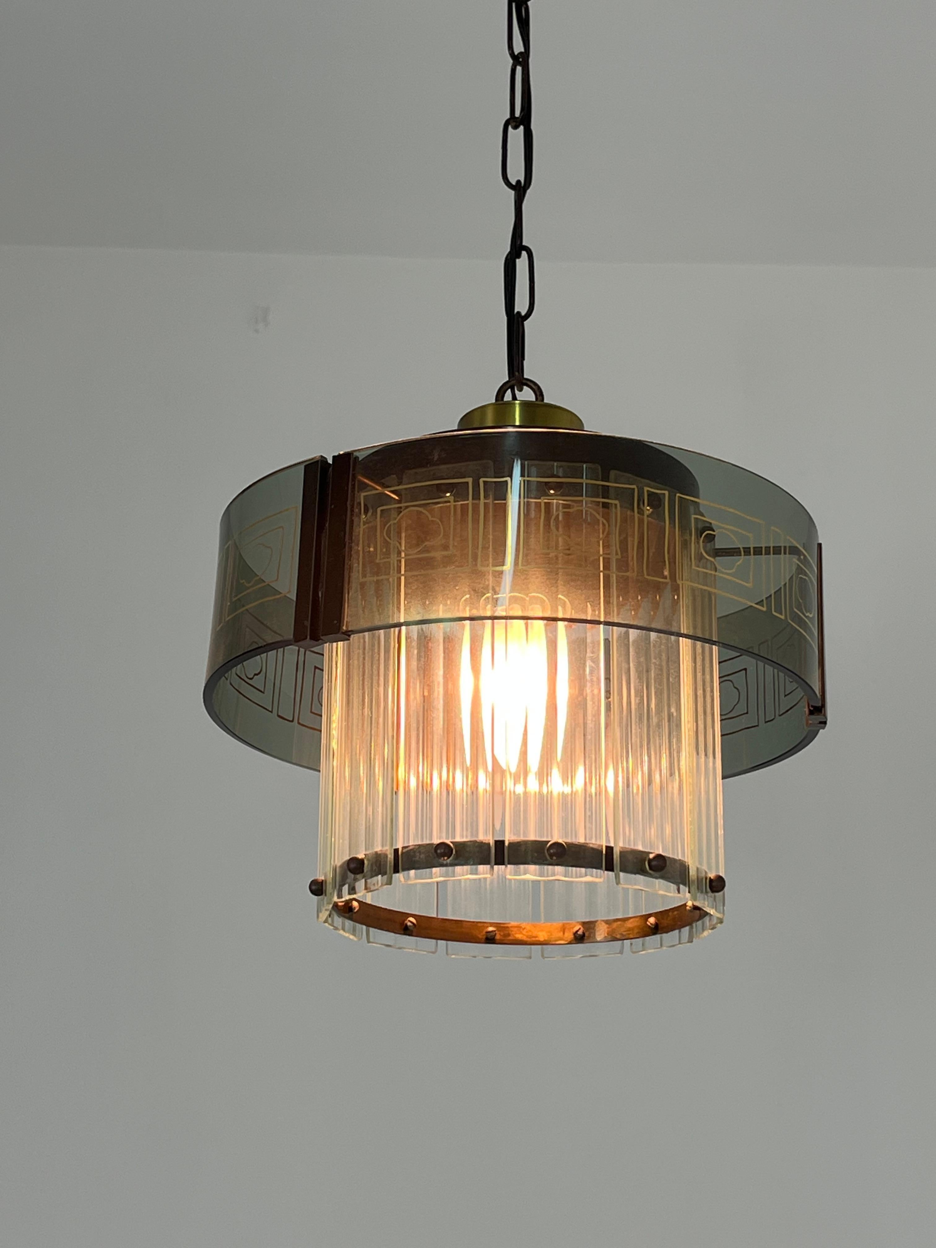 Lampadario Art Deco in vetro di Murano, 1950 in vendita 1