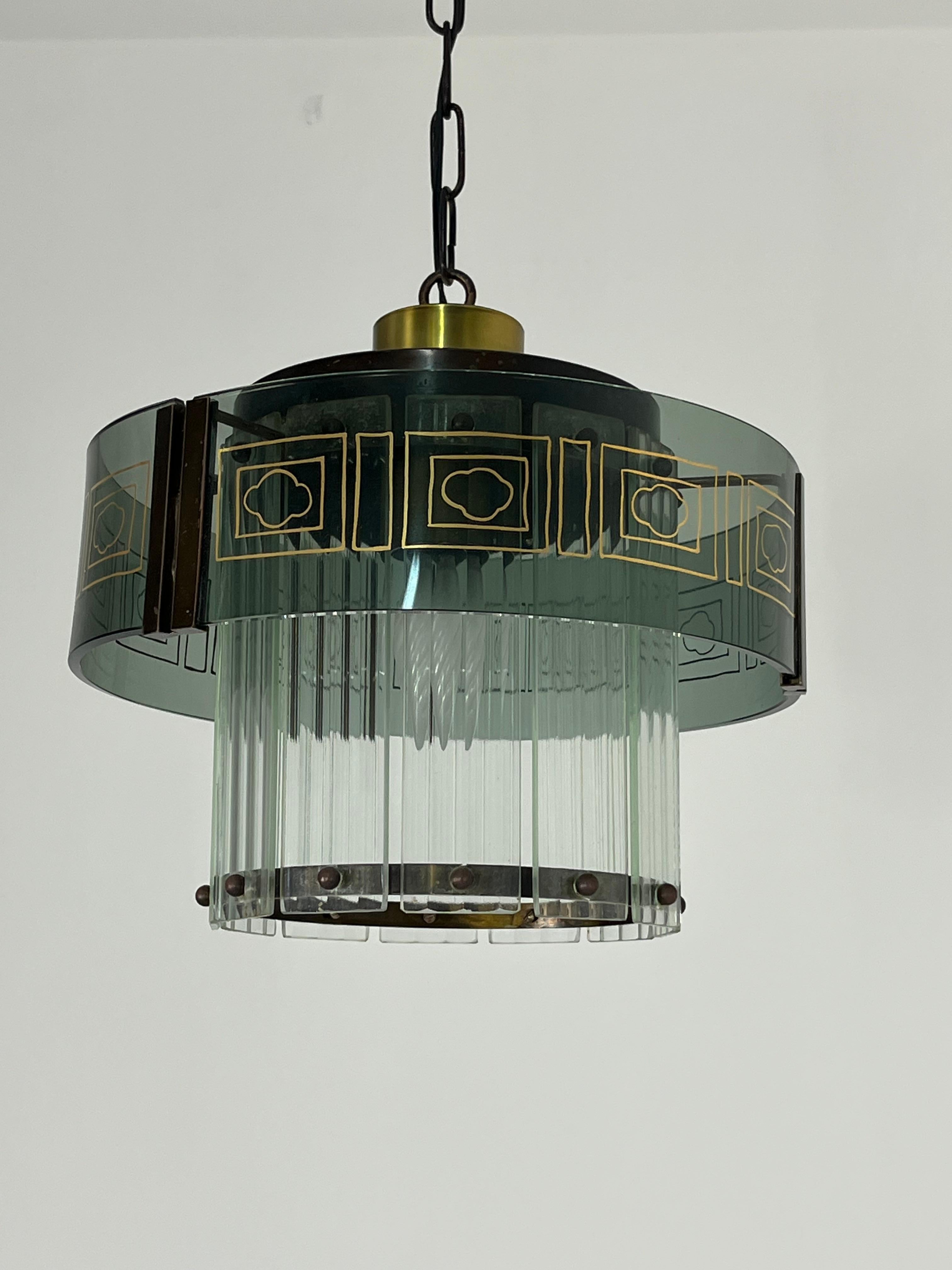 Lampadario Art Deco in vetro di Murano, 1950 in vendita 3