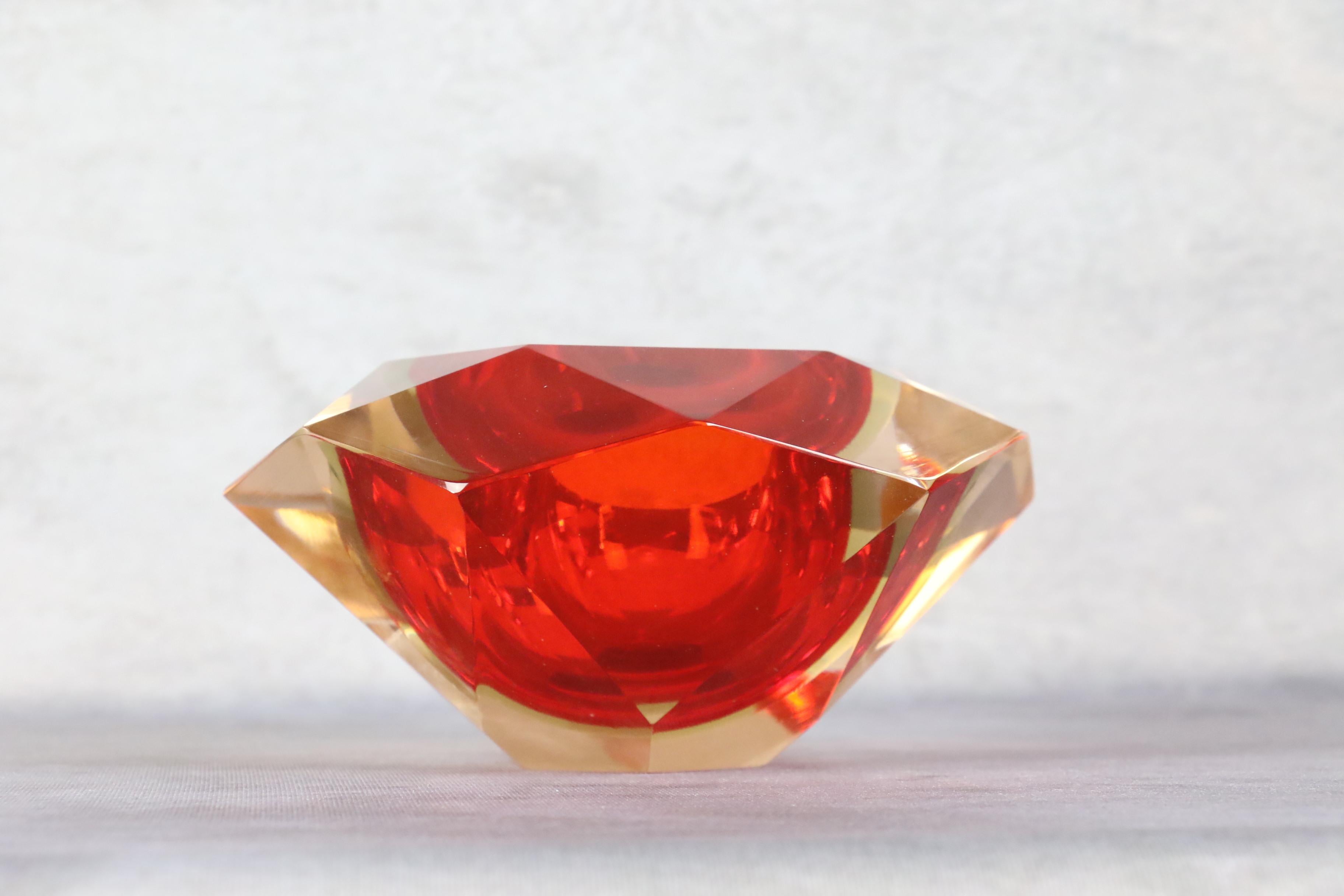 Mid-Century Murano Glass Ashtray or Bowl by Flavio Poli, Faceted Murano Glass 8