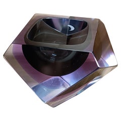 Mid-Century Murano Glass Ashtray or Bowl by Flavio Poli, Faceted Murano Glass