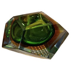 Mid-Century Murano Glass Ashtray or Bowl by Flavio Poli, Faceted Murano Glass