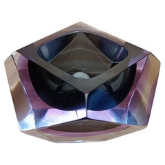 Mid-Century Murano Glass Ashtray or Bowl by Flavio Poli, Faceted Murano Glass