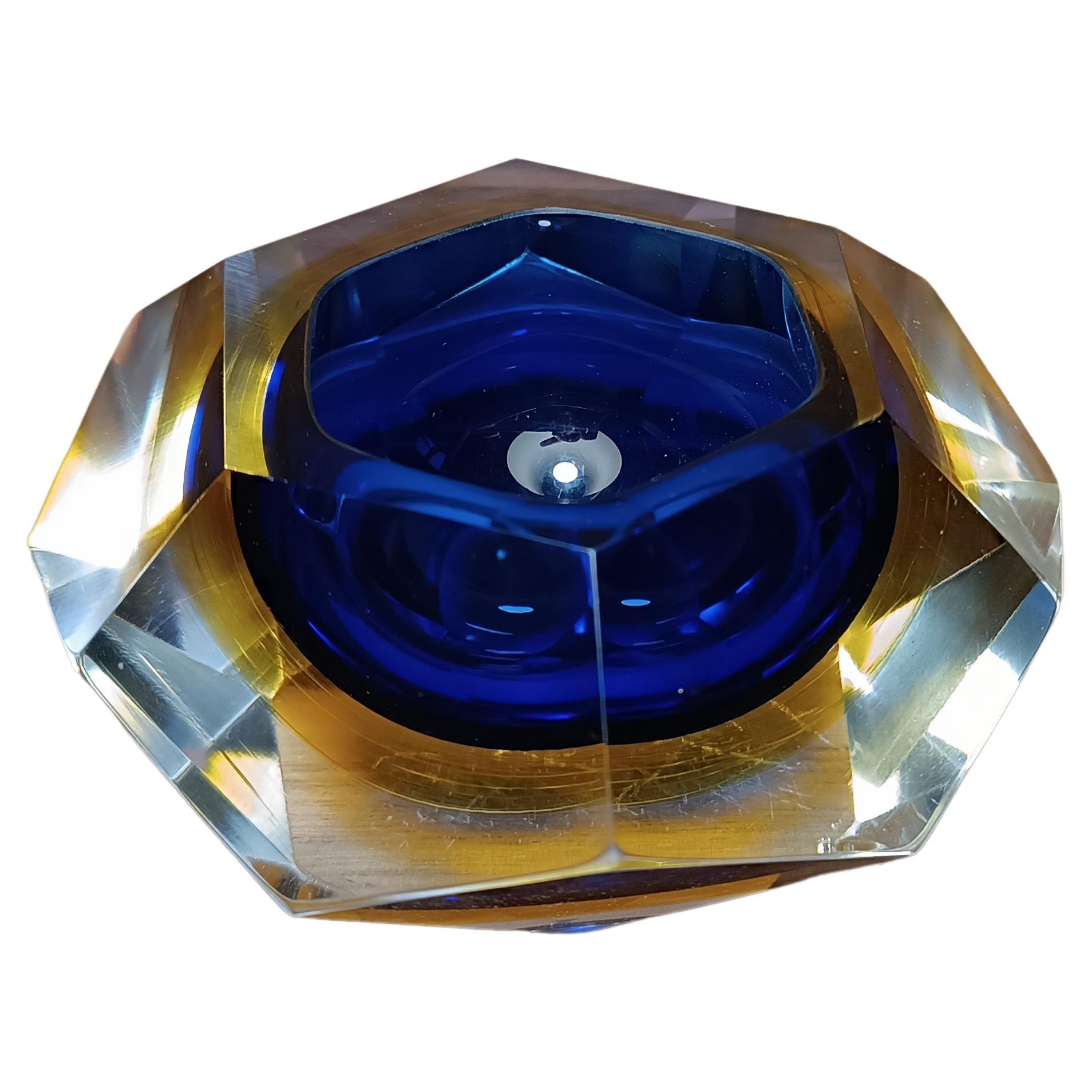 Mid-Century Murano Glass Ashtray or Bowl by Flavio Poli, Sommerso Murano Glass