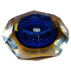 Retro Mid-Century Murano Glass Ashtray or Bowl by Flavio Poli, Sommerso Murano Glass