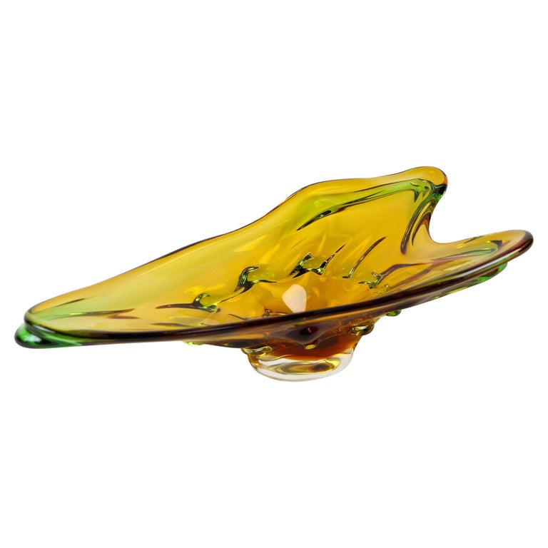 MidCentury Murano Glass Bowl Amber Colored, Italy, circa 1960/70 For