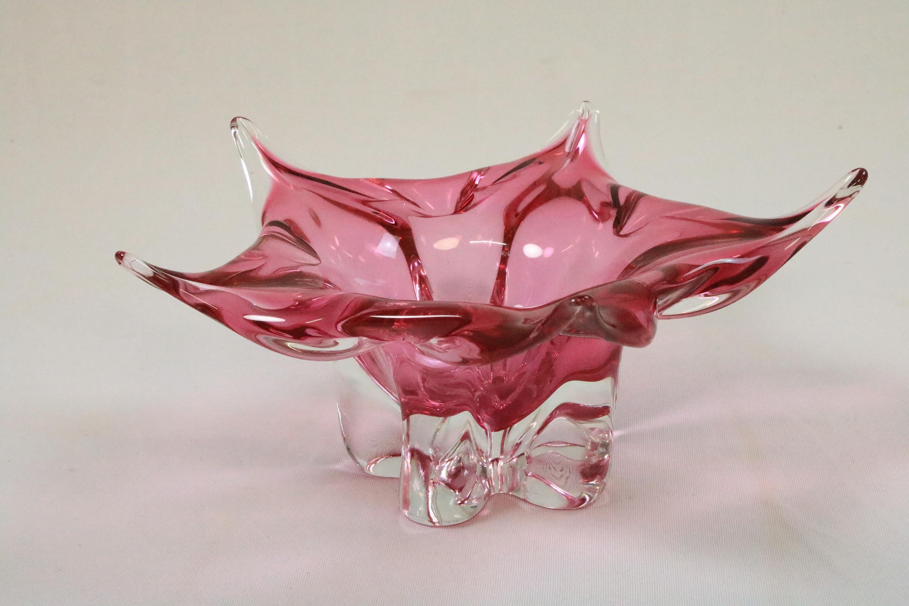 murano pink glass bowl
