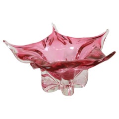 Vintage Mid-Century Murano Glass Bowl, Dark Pink, 1970s