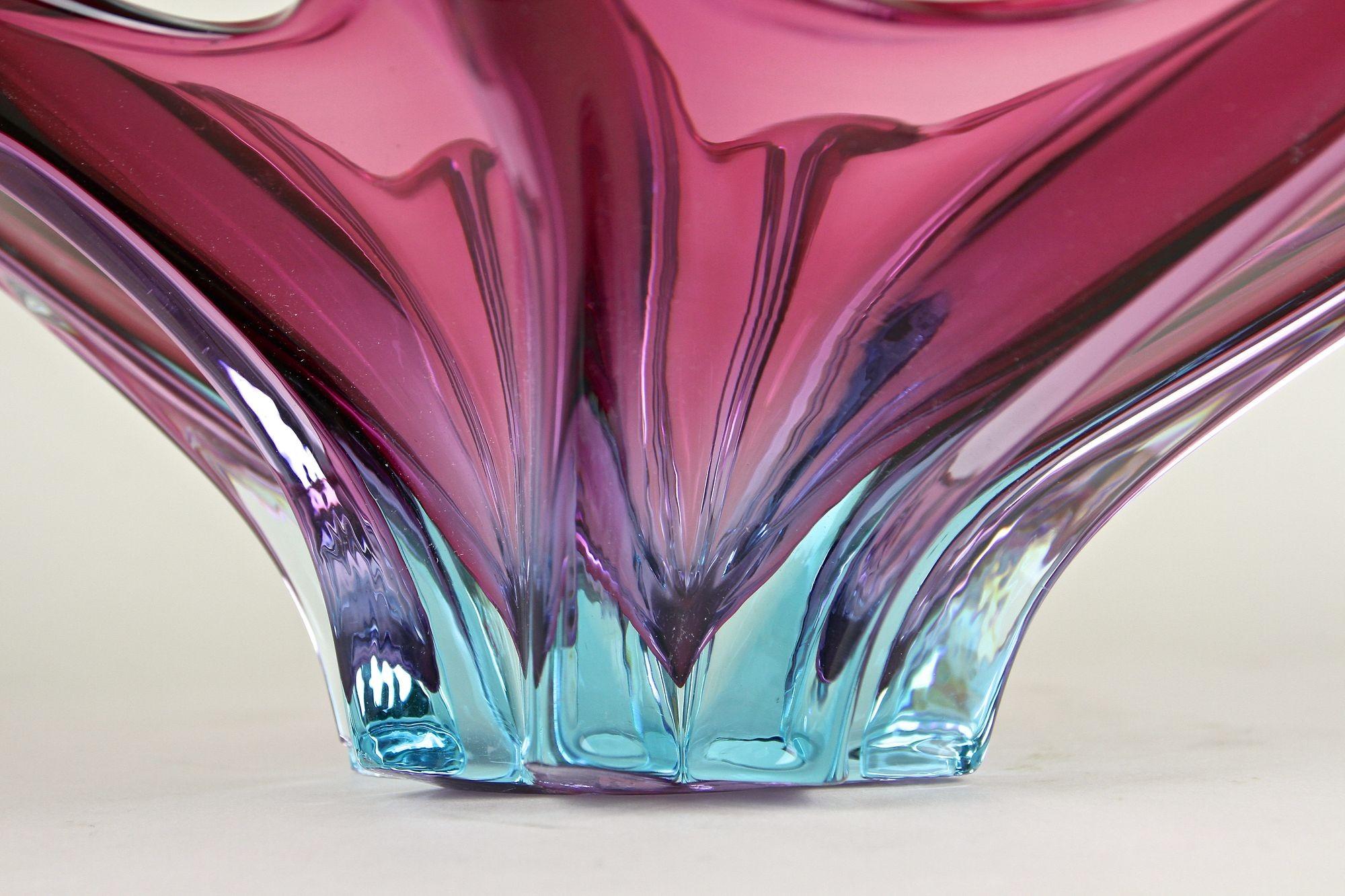 Murano-Glasschale aus der Mitte des Jahrhunderts, lila/blaue Töne, Italien ca. 1960 im Angebot 4