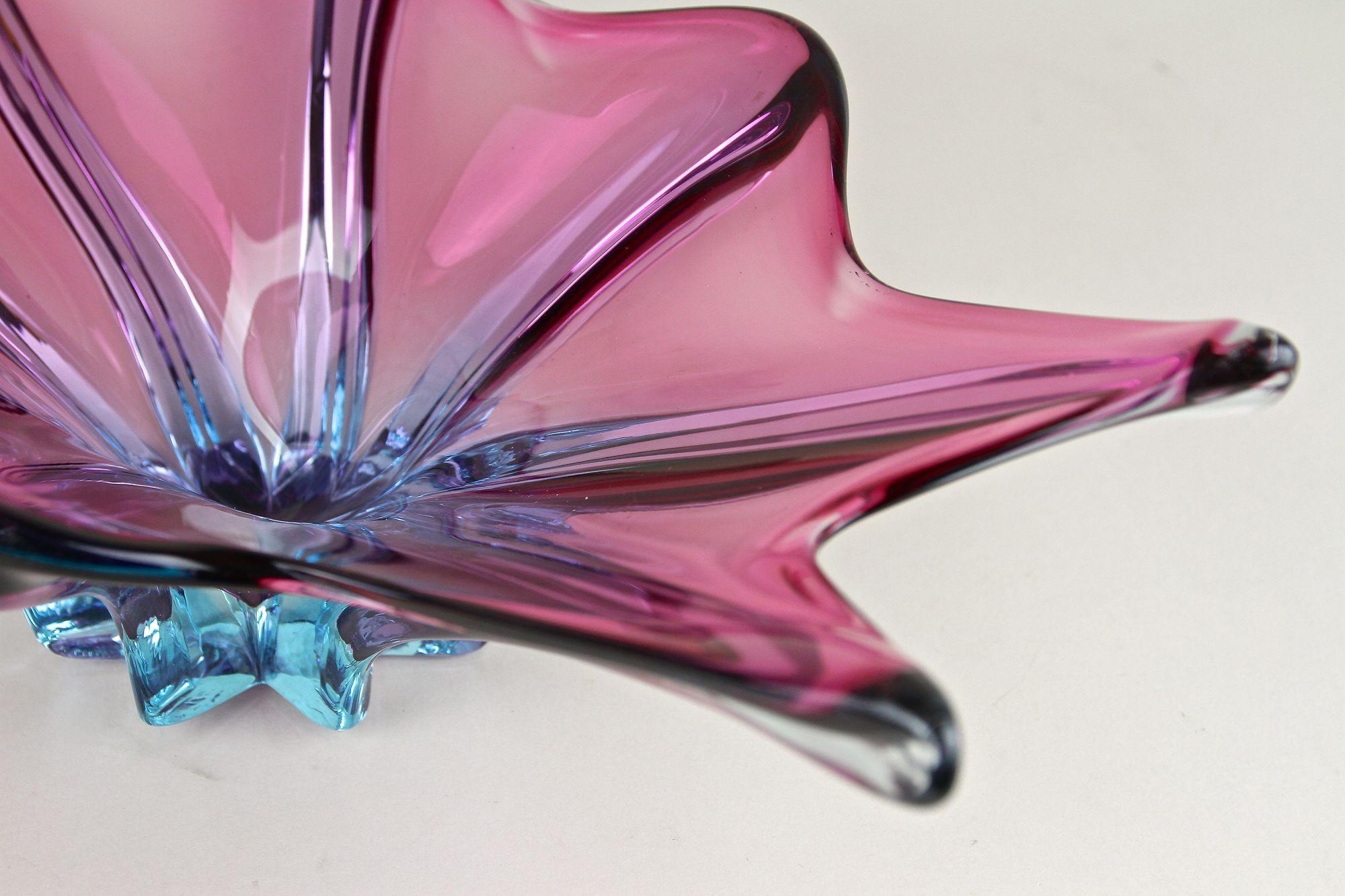 Murano-Glasschale aus der Mitte des Jahrhunderts, lila/blaue Töne, Italien ca. 1960 im Angebot 5