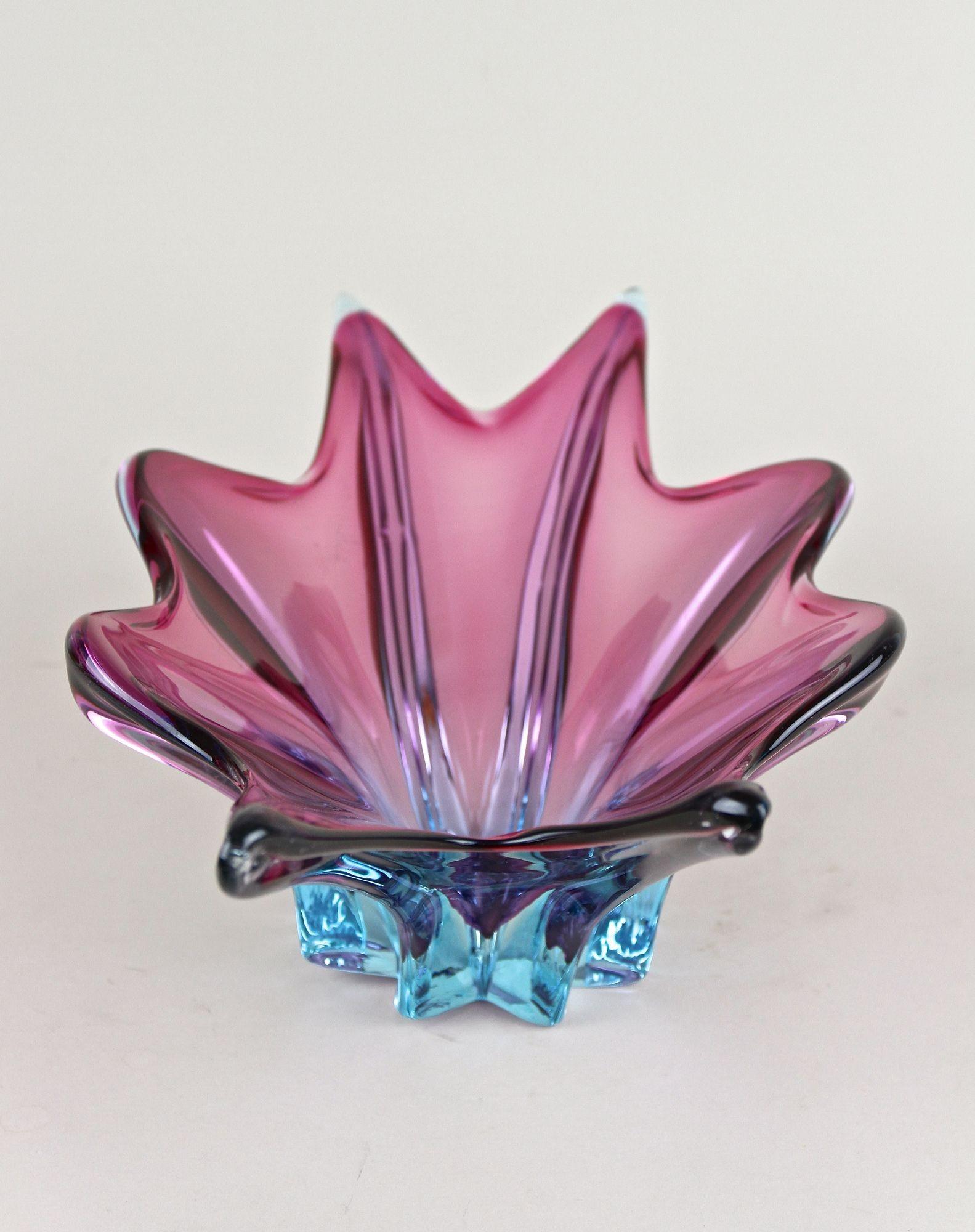 Murano-Glasschale aus der Mitte des Jahrhunderts, lila/blaue Töne, Italien ca. 1960 im Angebot 6