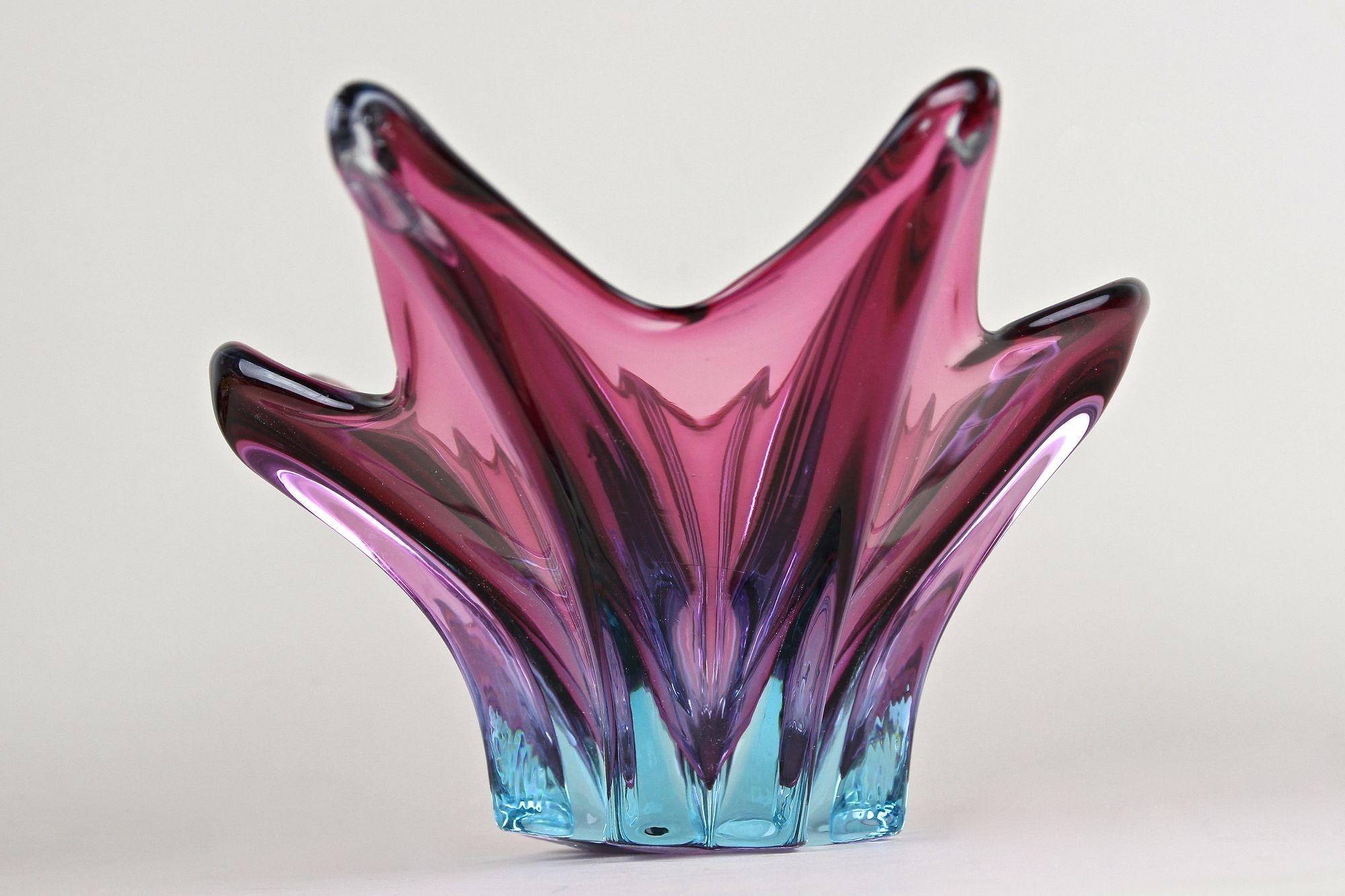 Murano-Glasschale aus der Mitte des Jahrhunderts, lila/blaue Töne, Italien ca. 1960 im Angebot 7