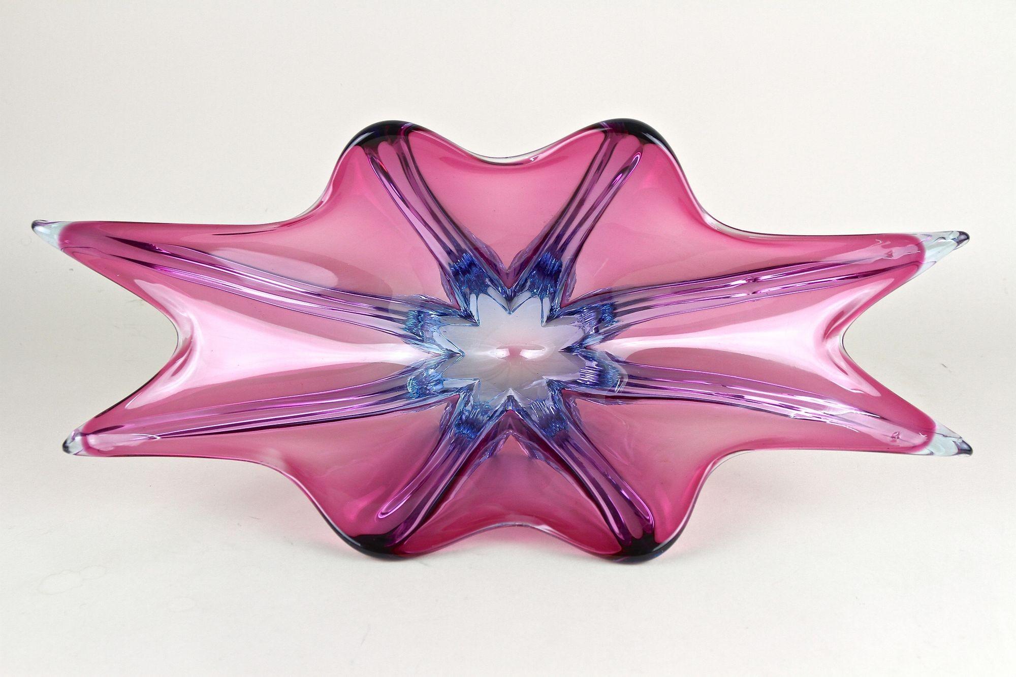 Murano-Glasschale aus der Mitte des Jahrhunderts, lila/blaue Töne, Italien ca. 1960 im Angebot 9