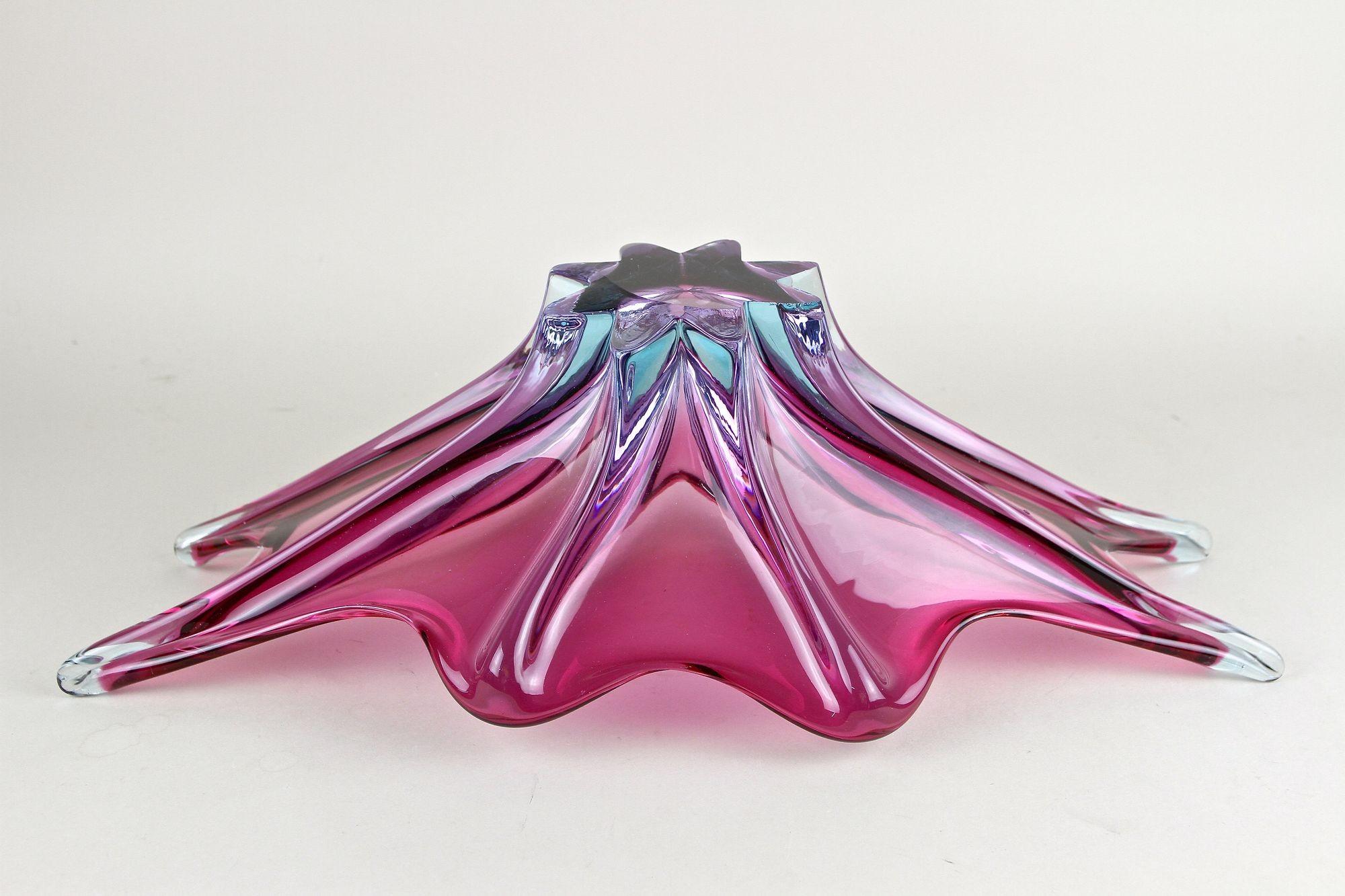 Murano-Glasschale aus der Mitte des Jahrhunderts, lila/blaue Töne, Italien ca. 1960 im Angebot 10