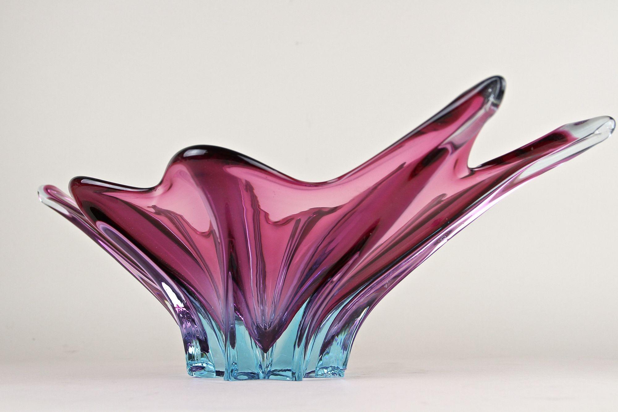 Murano-Glasschale aus der Mitte des Jahrhunderts, lila/blaue Töne, Italien ca. 1960 im Angebot 12