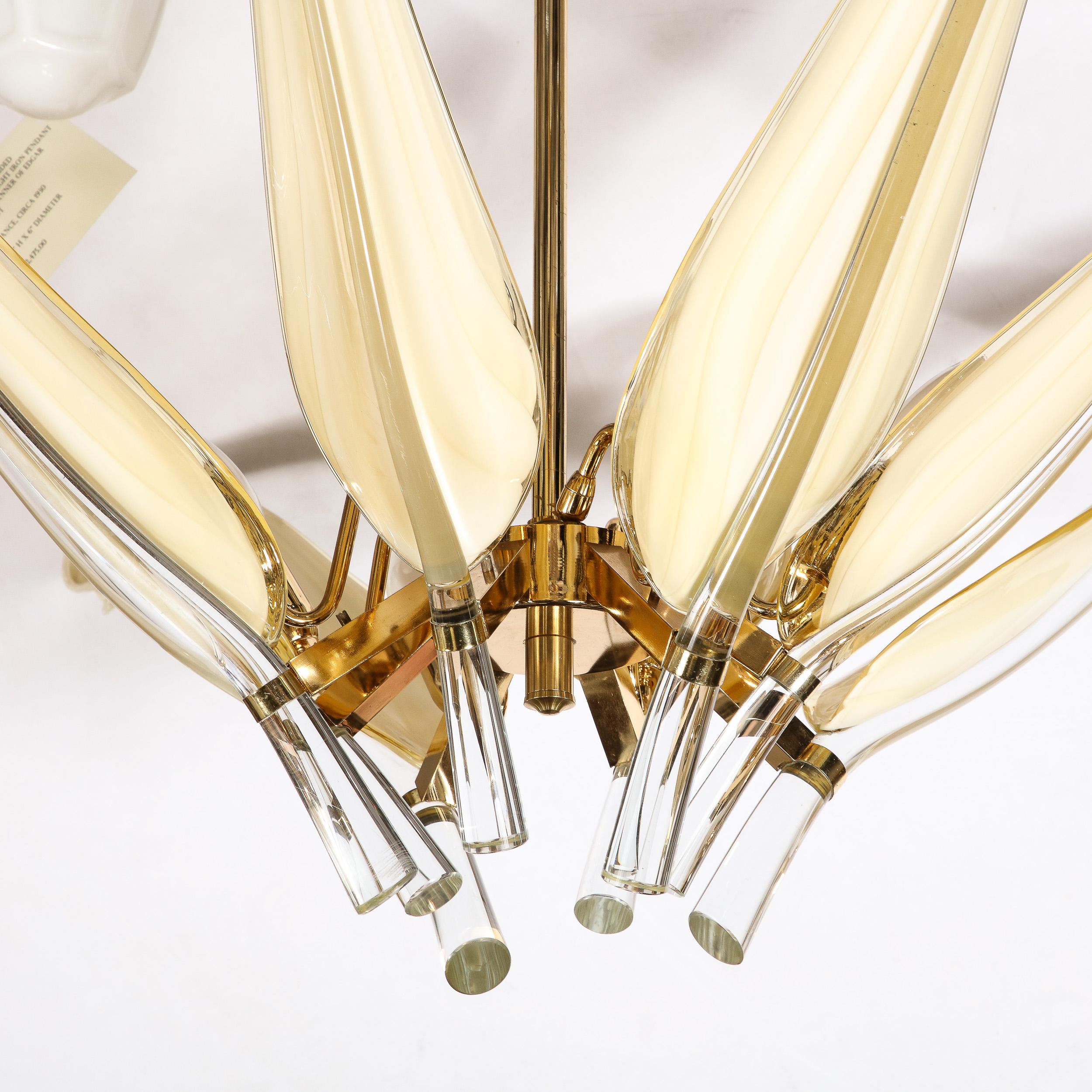 Lustre à huit bras en verre de Murano et laiton de Franco Luce par Seguso 5