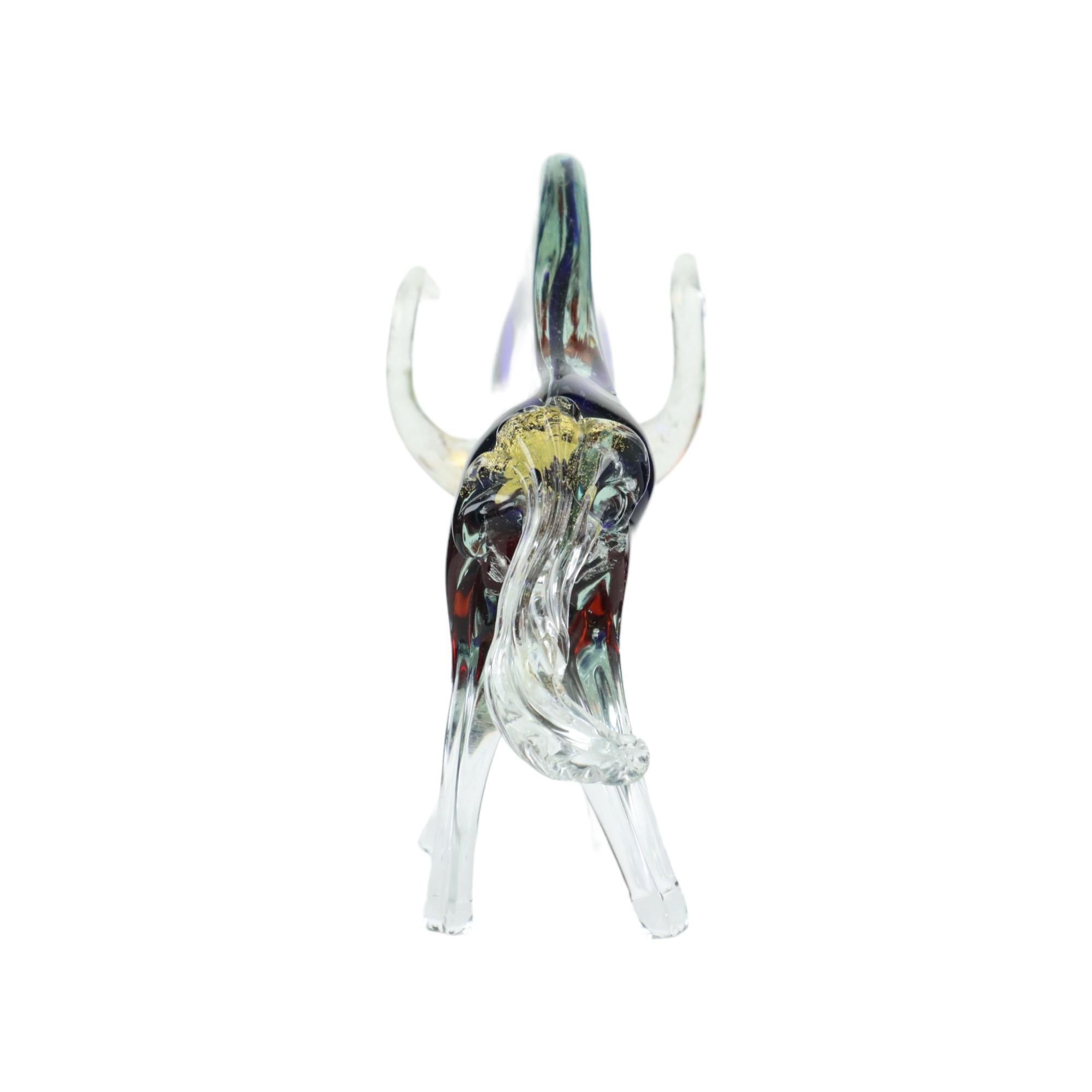 Mid Century Murano Glass Bull Sculpture Statue Somerso Glass Art For Sale 2
