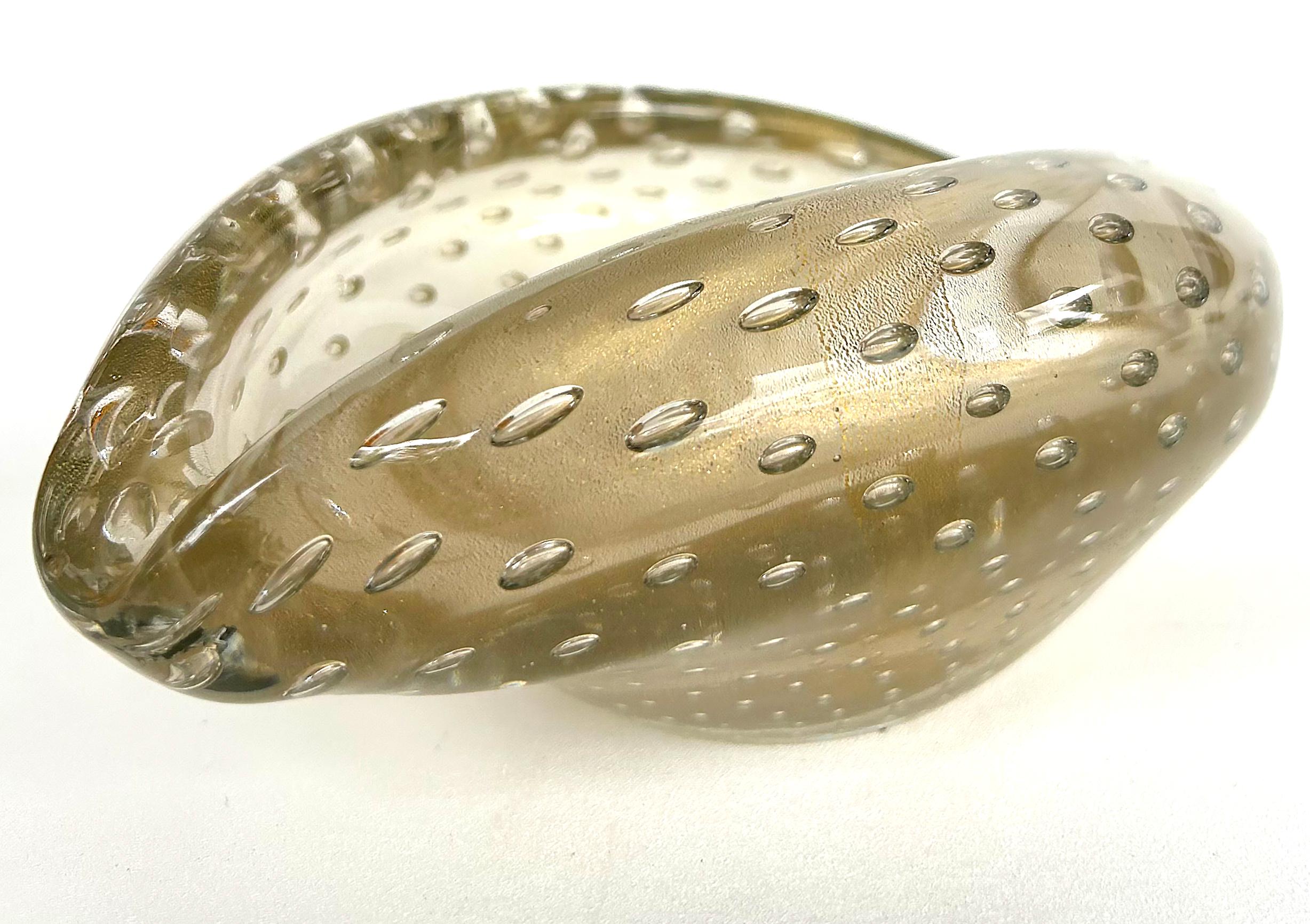 Mid-century Murano Glass Bullicante Aventurine Free Form Bowl, Italy For Sale 4