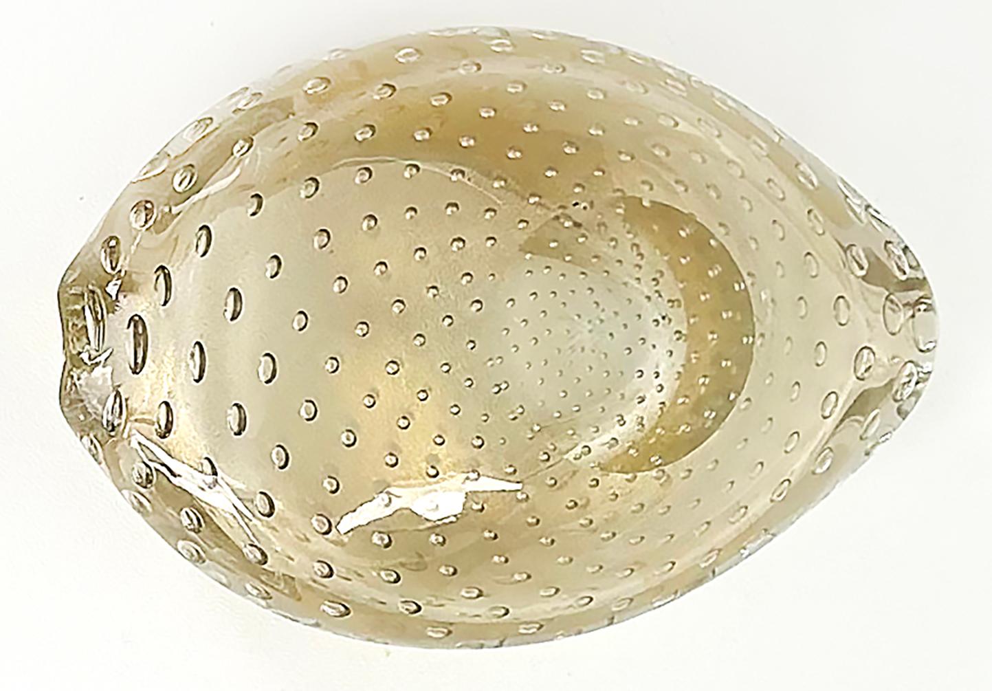 Mid-century Murano Glass Bullicante Aventurine Free Form Bowl, Italy For Sale 5