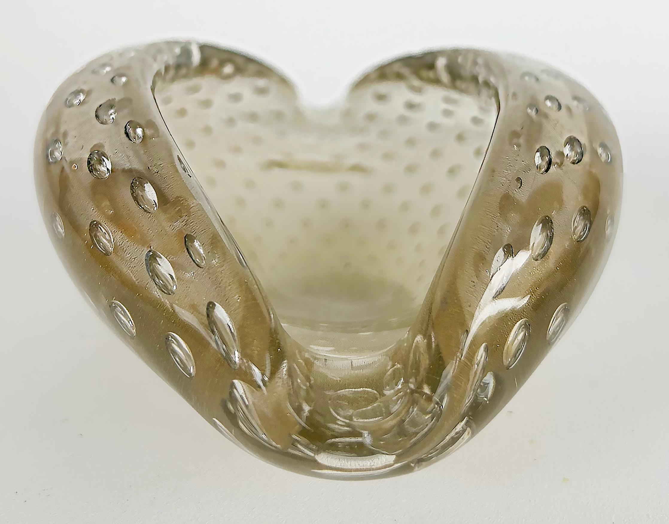 Mid-century Murano Glass Bullicante Aventurine Free Form Bowl, Italy For Sale 2
