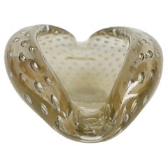 Mid-century Murano Glass Bullicante Aventurine Free Form Bowl, Italy
