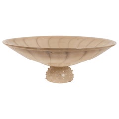 Midcentury Murano Glass Centerpiece Bowl with 24kt Gold Flecks, Barovier e Toso