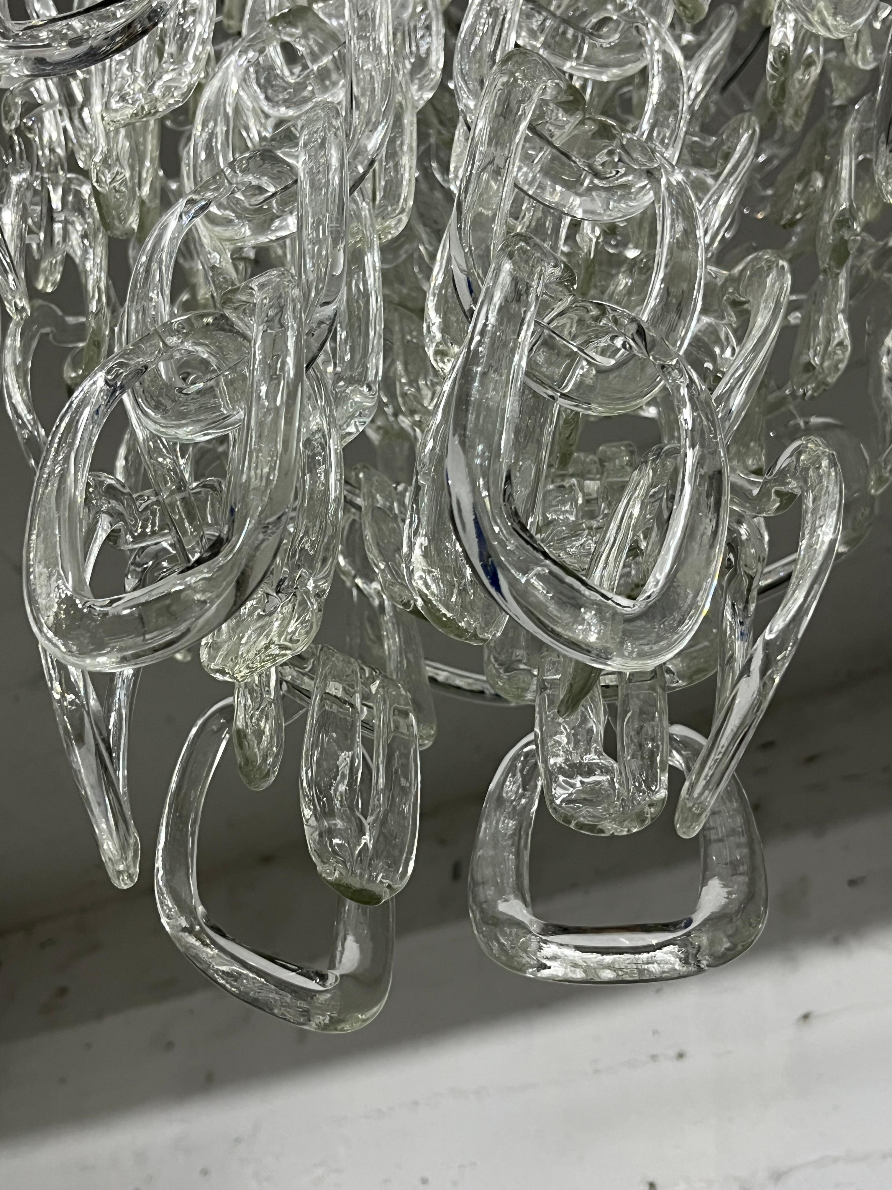 Lampadario in vetro di Murano di metà secolo attribuito ad Angelo Mangiarotti per Vistosi in vendita 2