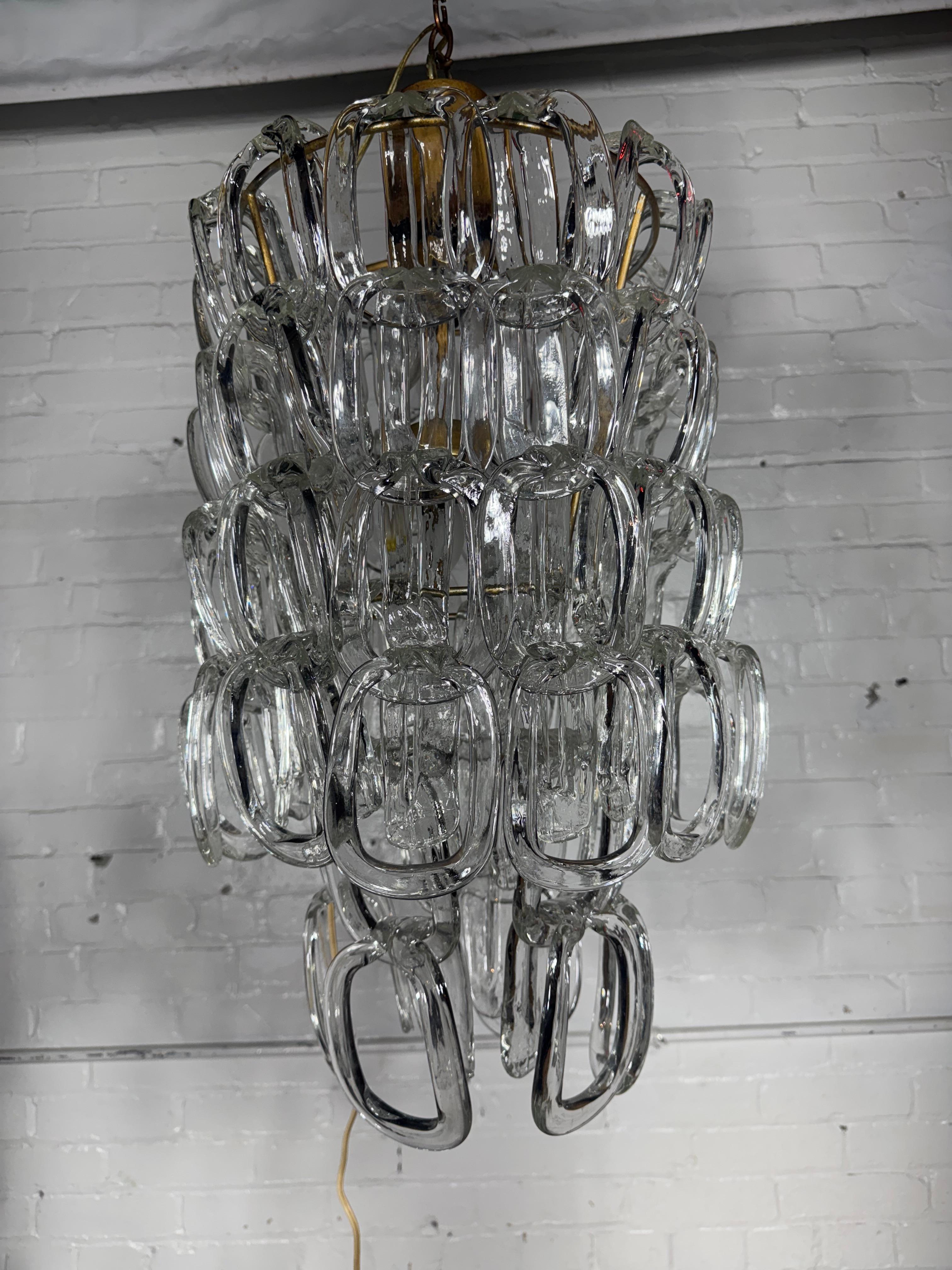 Murano-Glaslüster aus der Mitte des Jahrhunderts von Angelo Mangiarotti für Vistosi (Italienisch) im Angebot