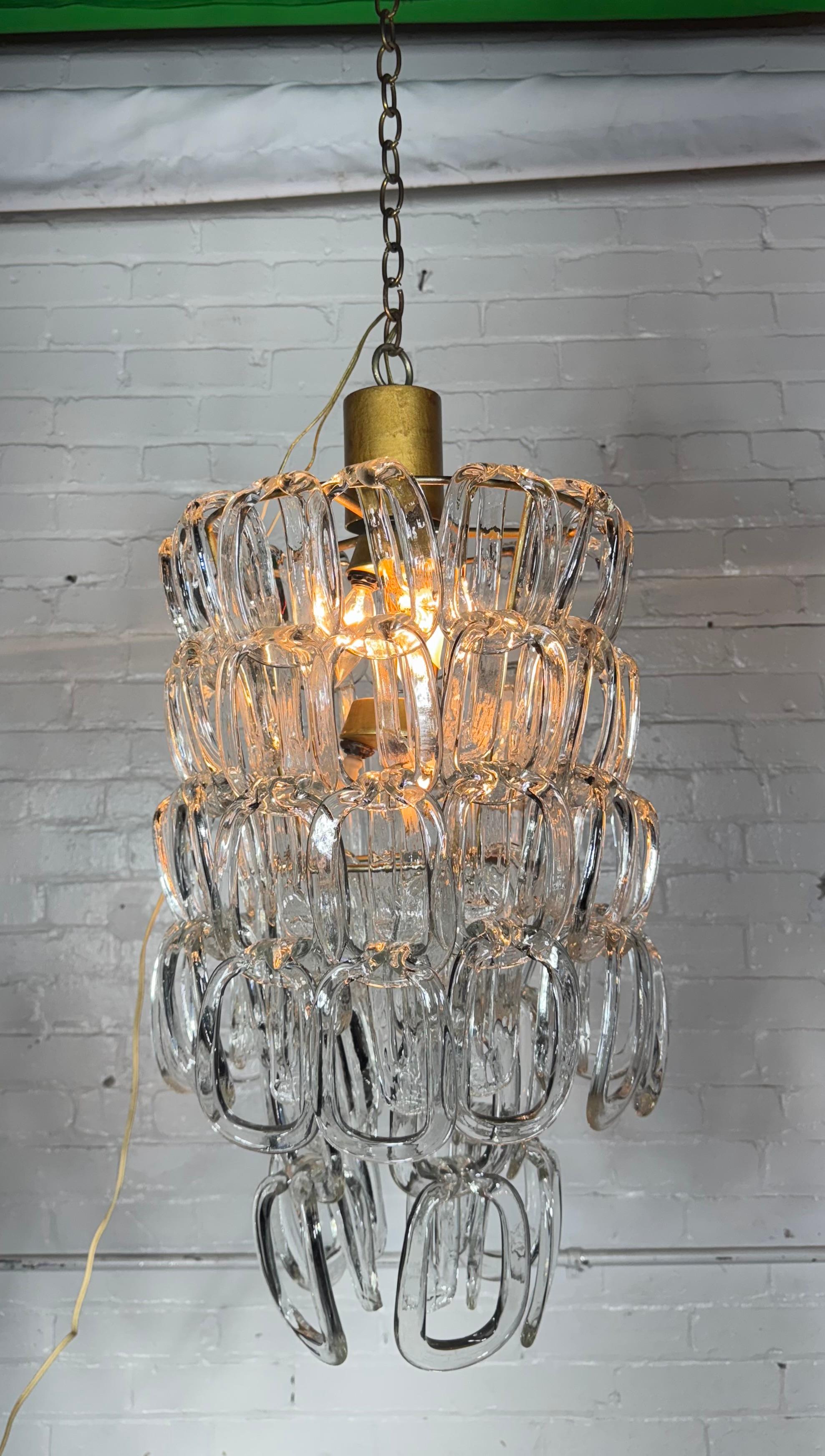 Murano-Glaslüster aus der Mitte des Jahrhunderts von Angelo Mangiarotti für Vistosi (Mitte des 20. Jahrhunderts) im Angebot