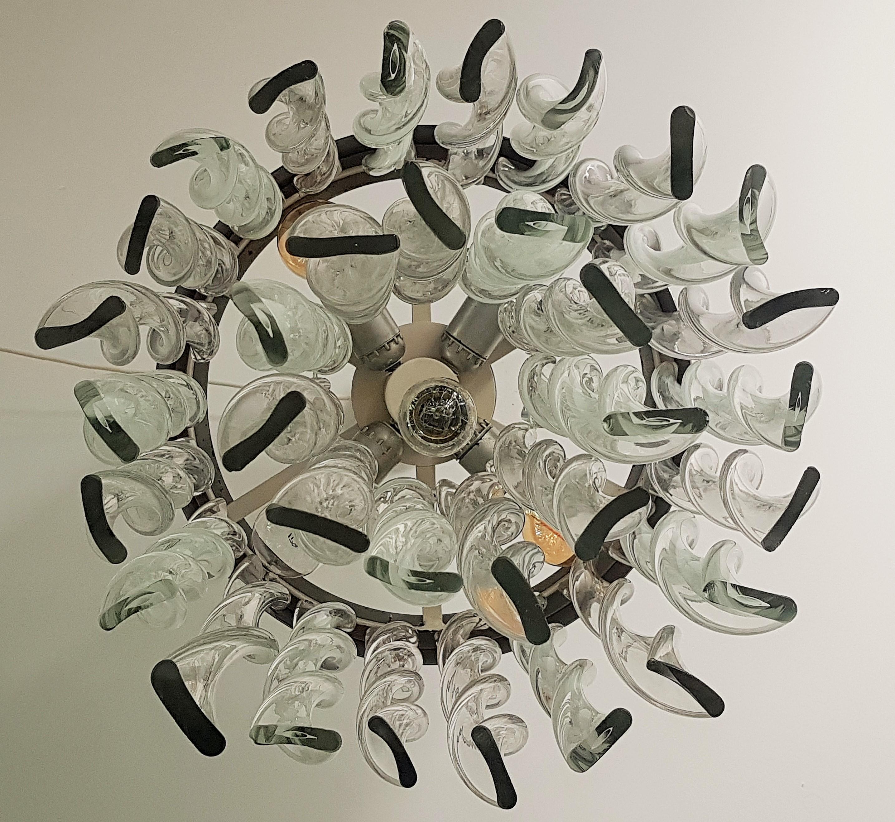 Midcentury Murano Glass Chandelier by Mazzega, Italy, 1965 For Sale 9