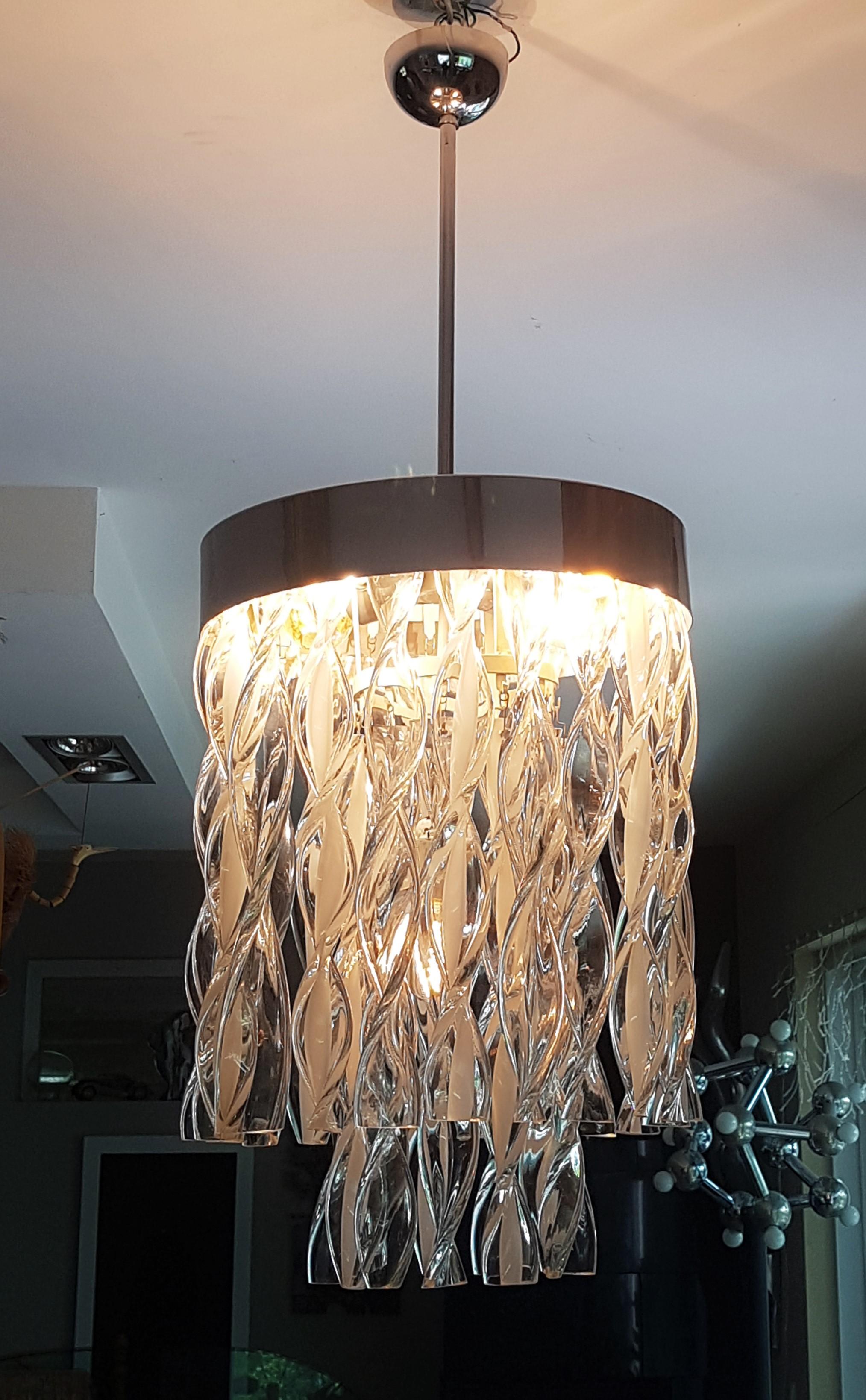 Midcentury Murano Glass Chandelier by Mazzega, Italy, 1965 For Sale 2