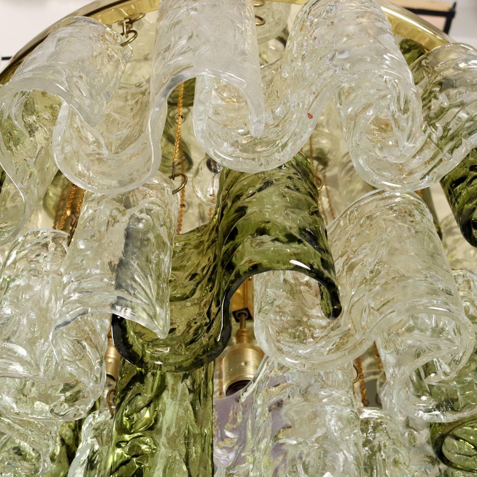 Ottone Lampadario in vetro di Murano della metà del secolo scorso - CIRCA 1970 in vendita