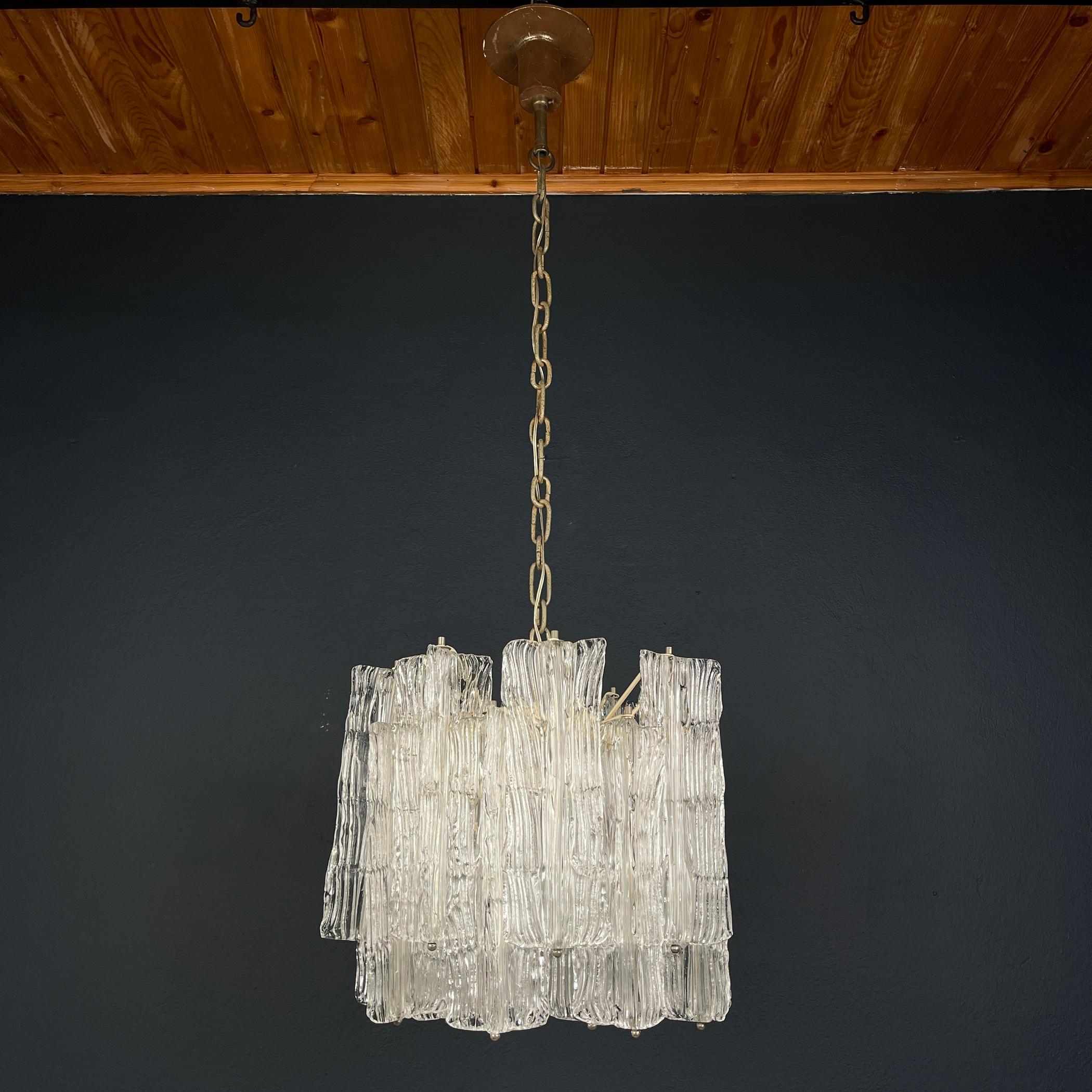 Mid-century murano glass chandelier Eliche by Venini Italy 1960s  For Sale 3