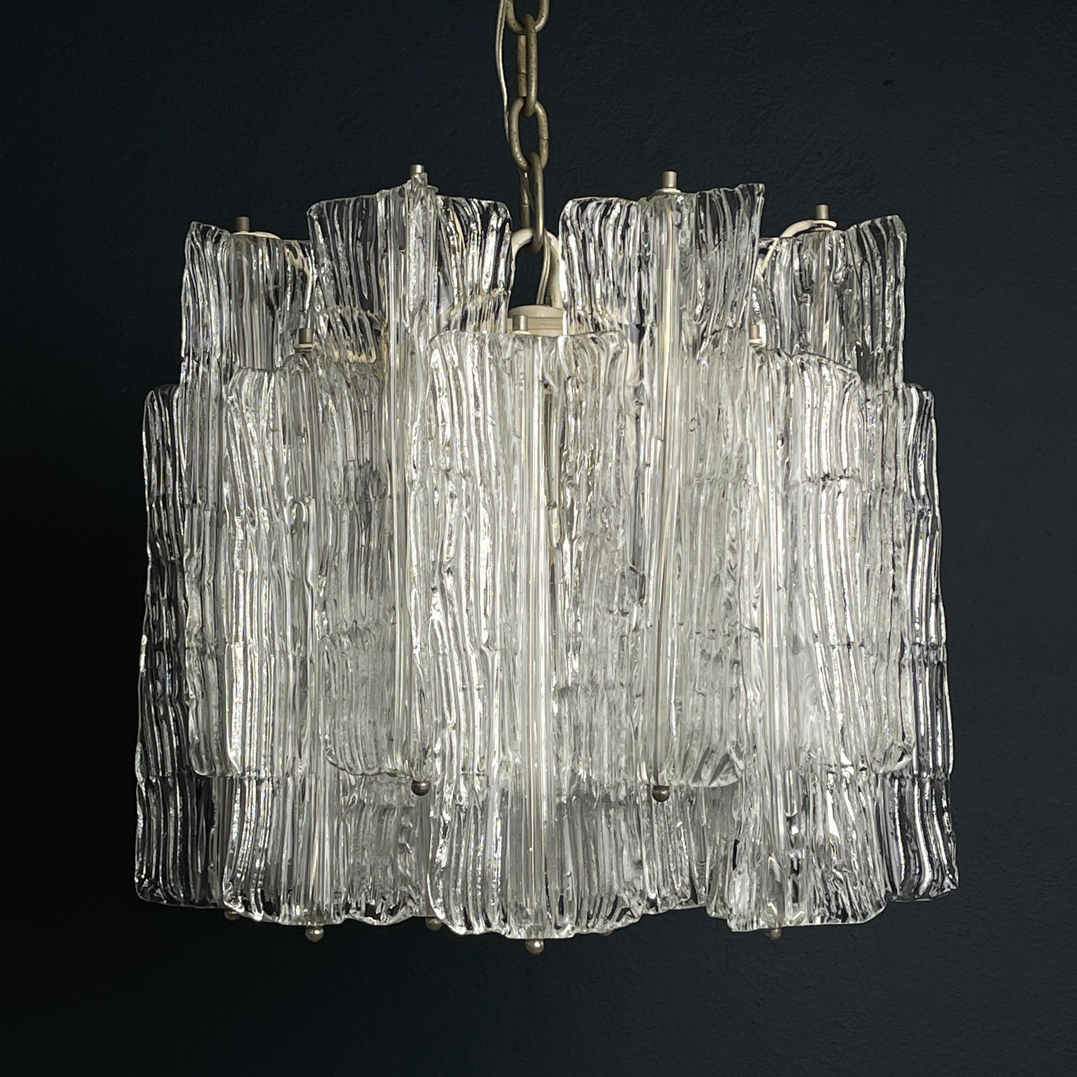 Italian Mid-century murano glass chandelier Eliche by Venini Italy 1960s  For Sale