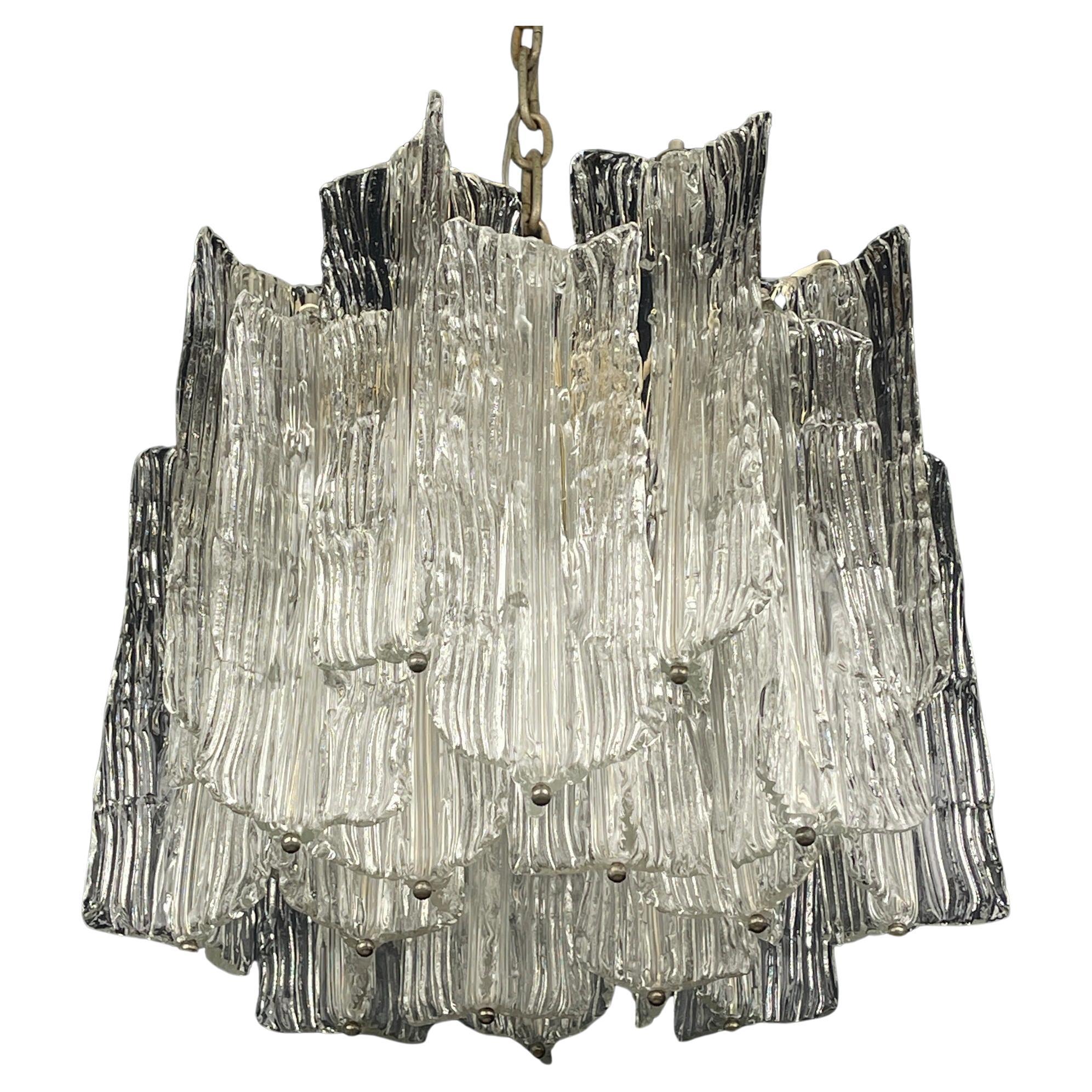 Mid-century murano glass chandelier Eliche by Venini Italy 1960s  For Sale