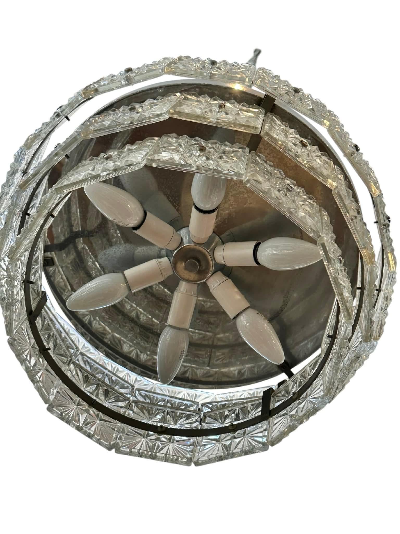 Vetro Lampadario in vetro italiano della metà del secolo scorso in vendita