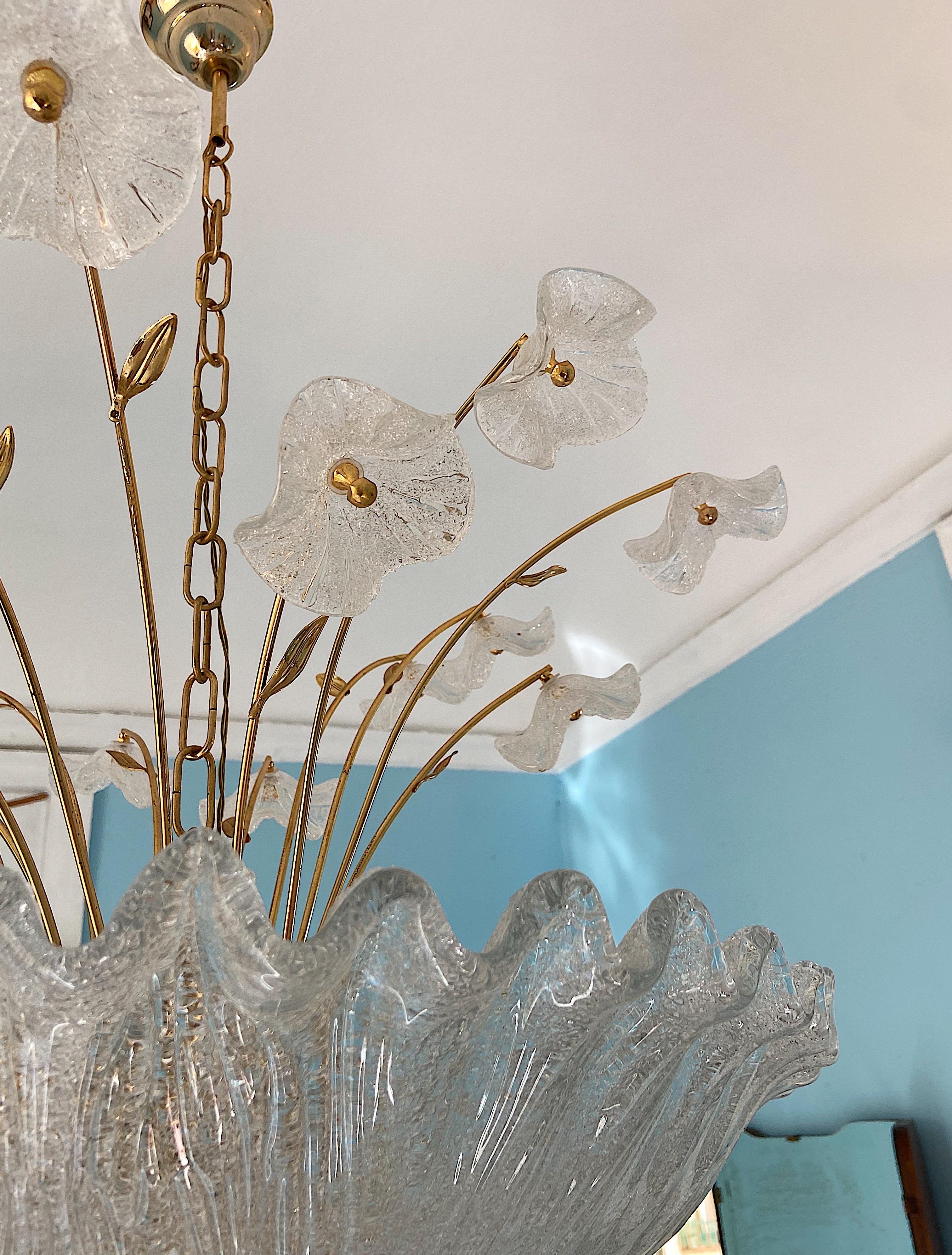 Mid-Century Murano Glass Chandelier, Italy 1980  For Sale 3