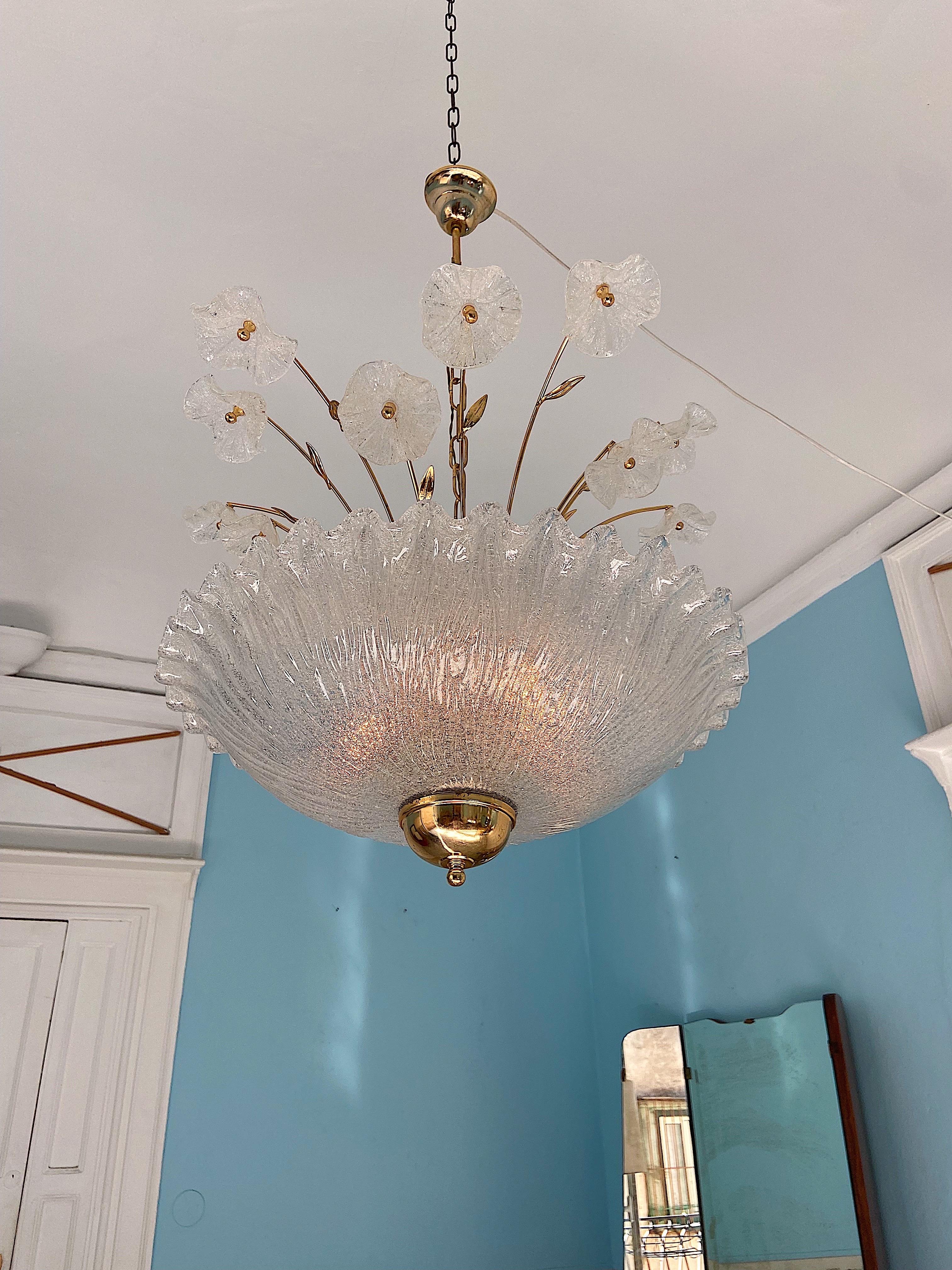 Mid-Century Murano Glass Chandelier, Italy 1980  For Sale 4