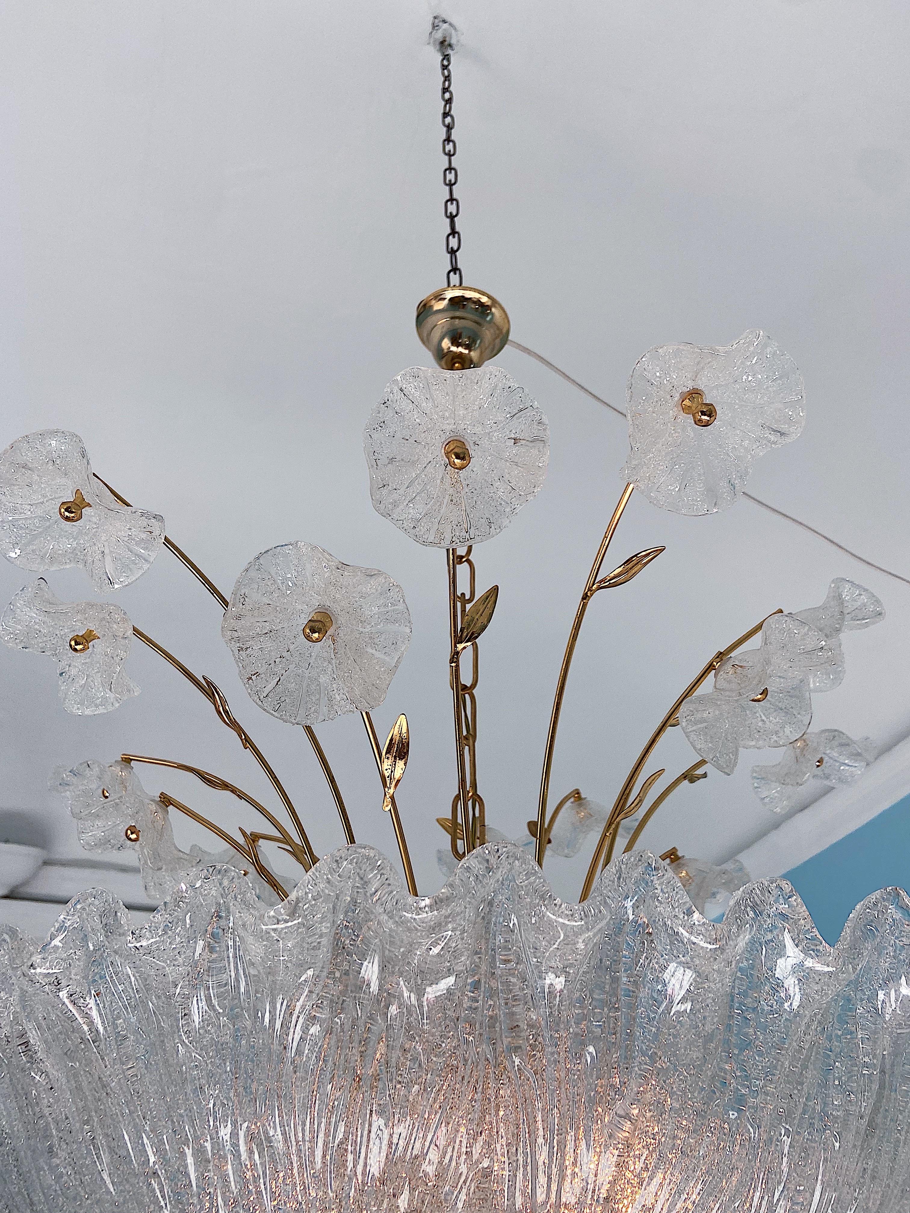 Mid-Century Modern Mid-Century Murano Glass Chandelier, Italy 1980  For Sale
