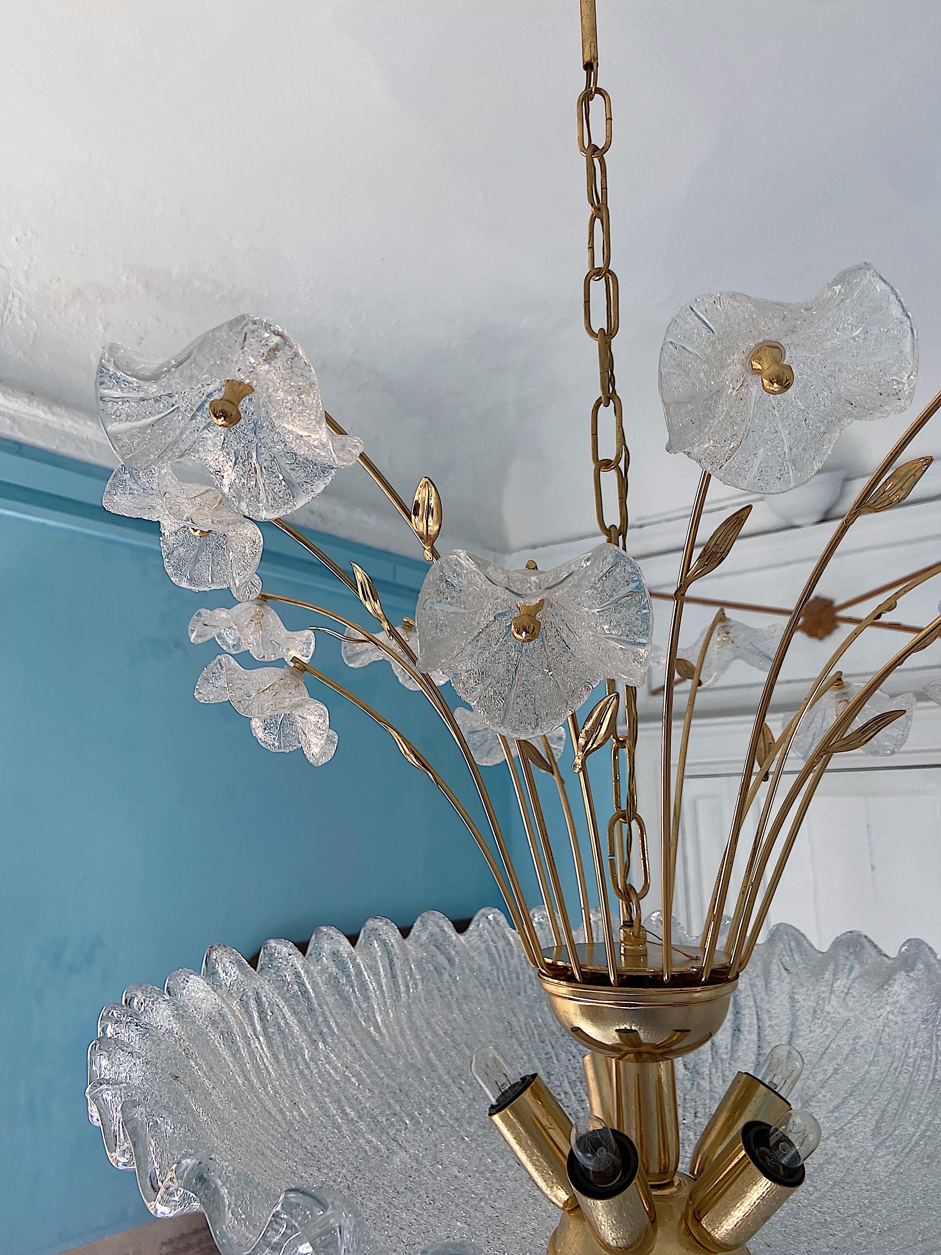 Mid-Century Murano Glass Chandelier, Italy 1980  In Good Condition For Sale In Palermo, PA