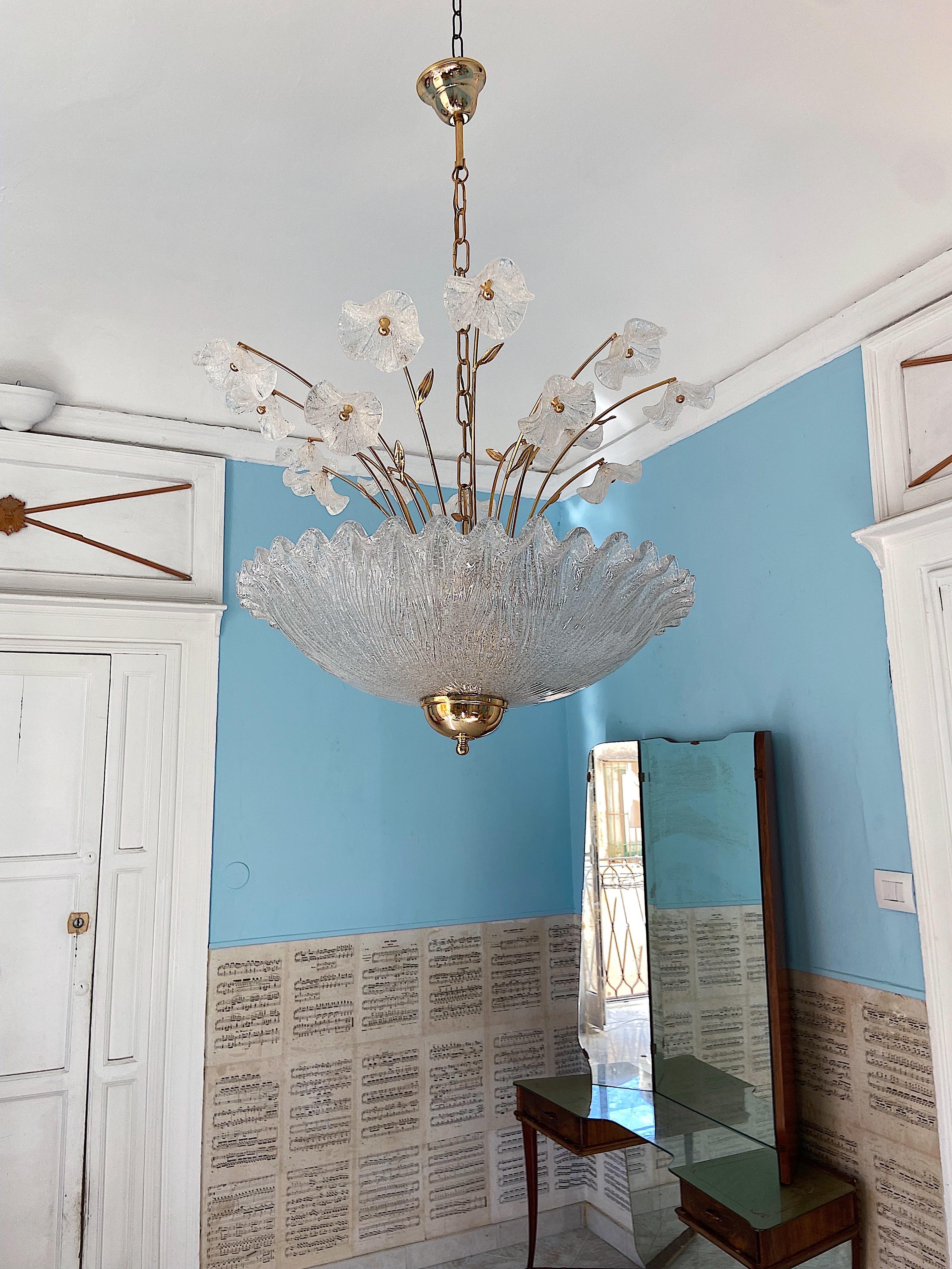 Mid-Century Murano Glass Chandelier, Italy 1980  For Sale 1