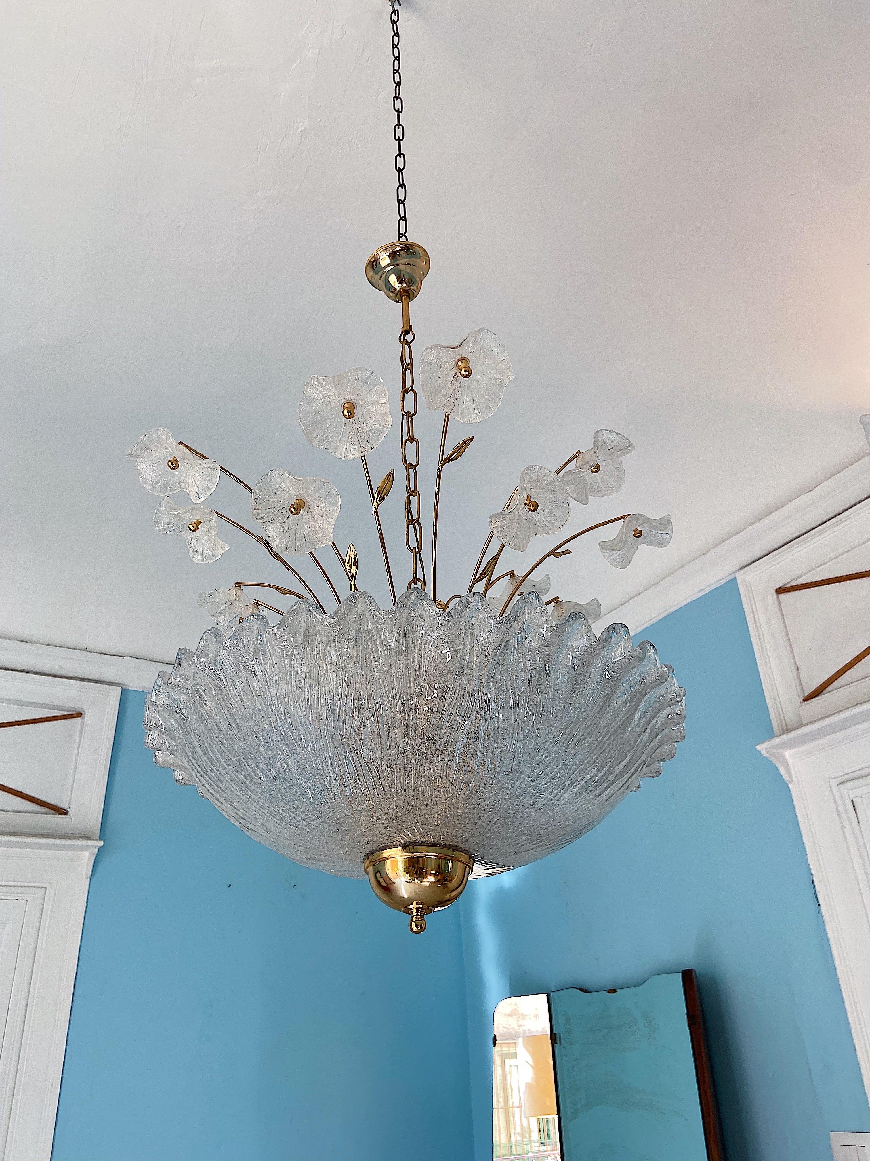 Mid-Century Murano Glass Chandelier, Italy 1980  For Sale 2