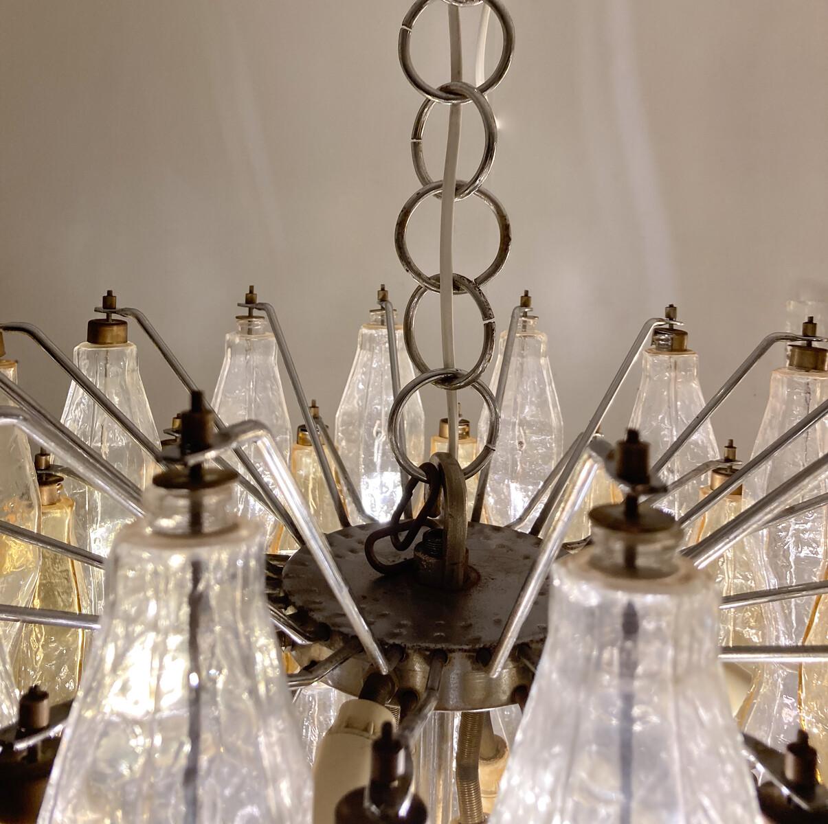 Lampadario in vetro di Murano di metà secolo 